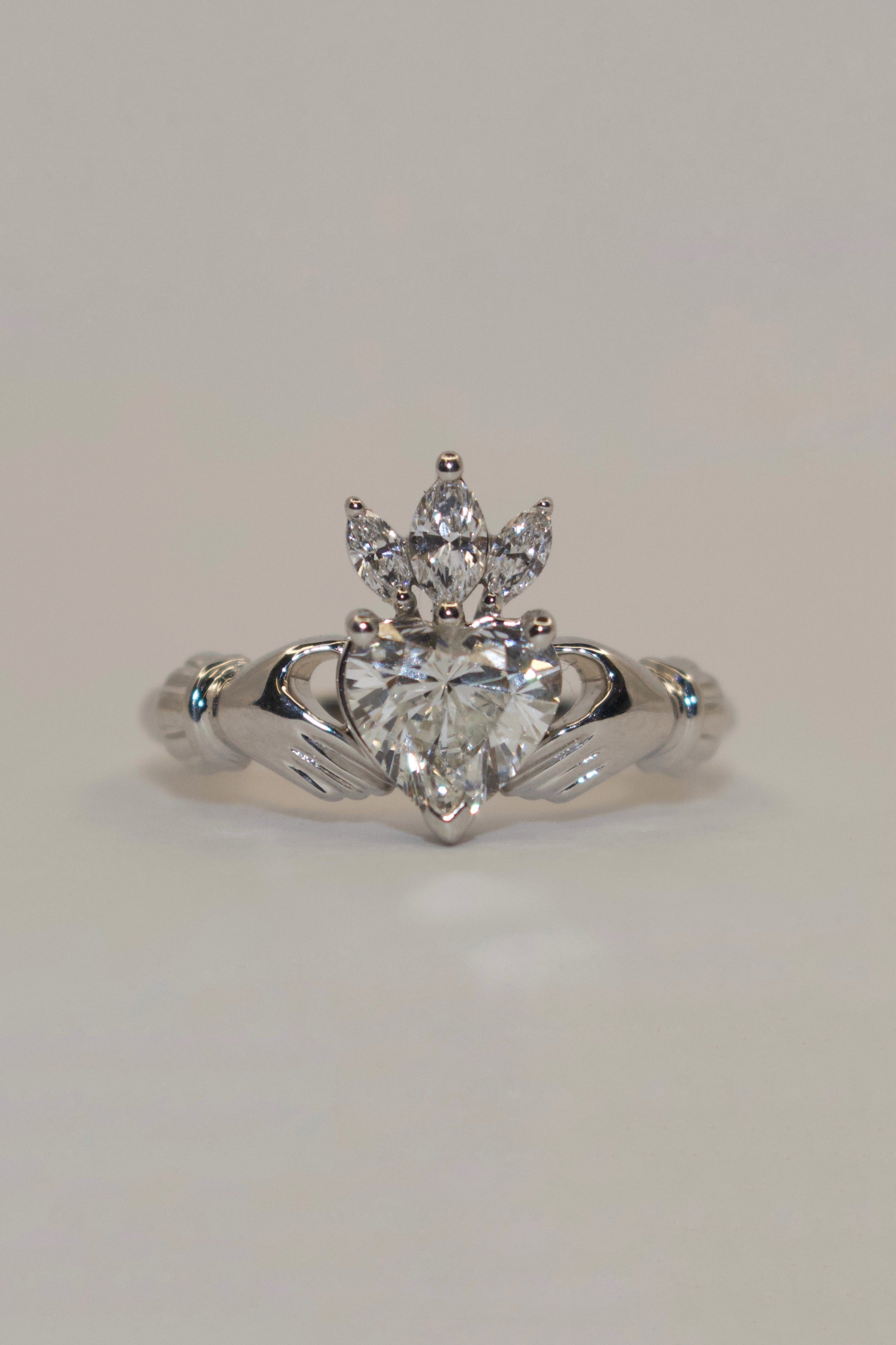 9K White Gold Laboratory Grown Diamond Claddagh Ring