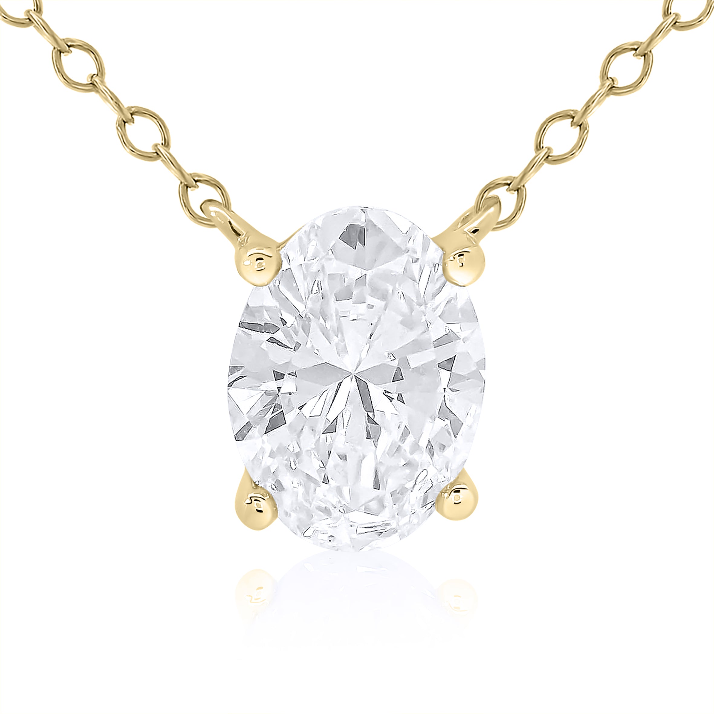 9ct Yellow Gold 1ct Oval Laboratory Grown Diamond Necklace