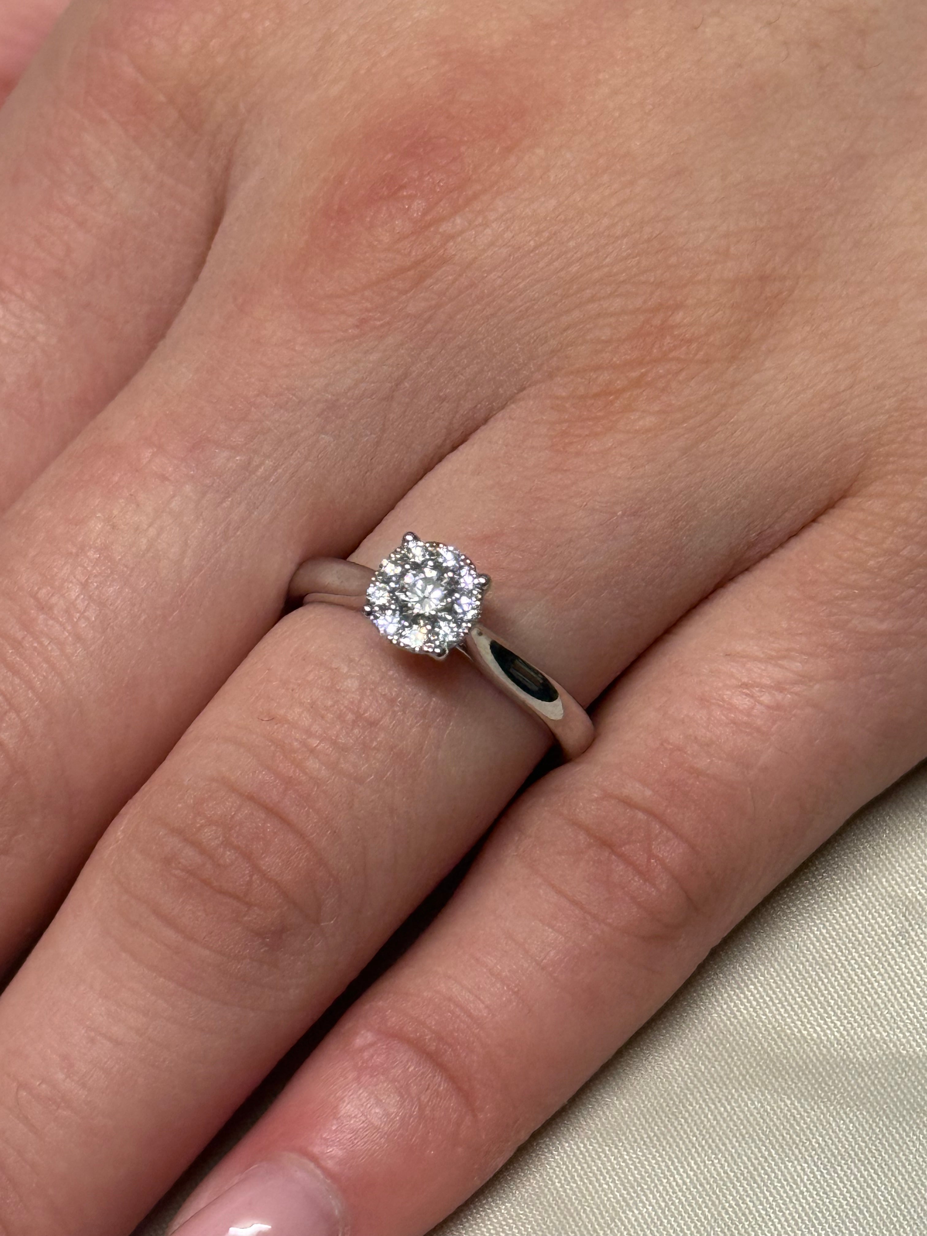 9K White Gold 35pt Illusion Solitaire Diamond Ring