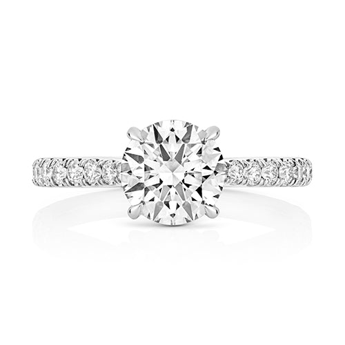 18K White Gold 1.98ct Brilliant Cut Laboratory Grown Diamond Solitaire with Diamond Band