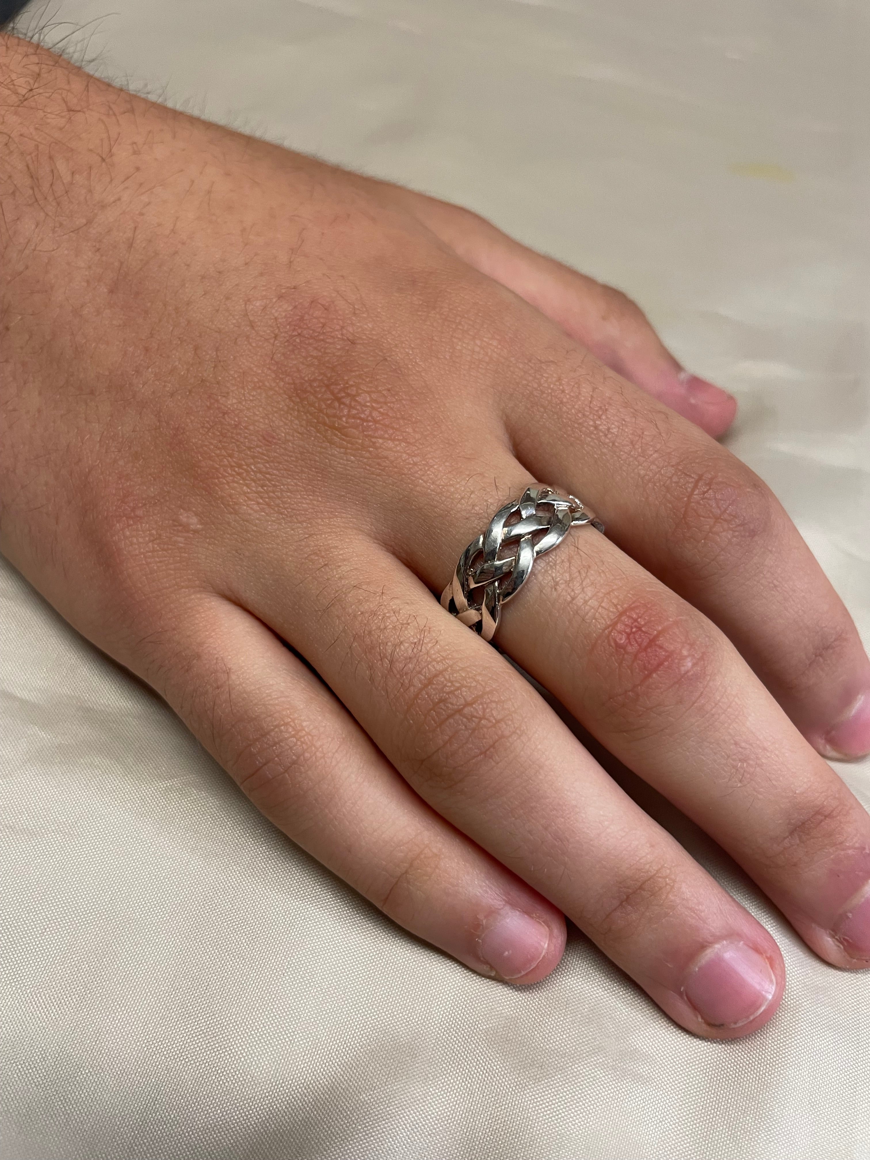 Sterling Silver Mens Chunky Woven Ring
