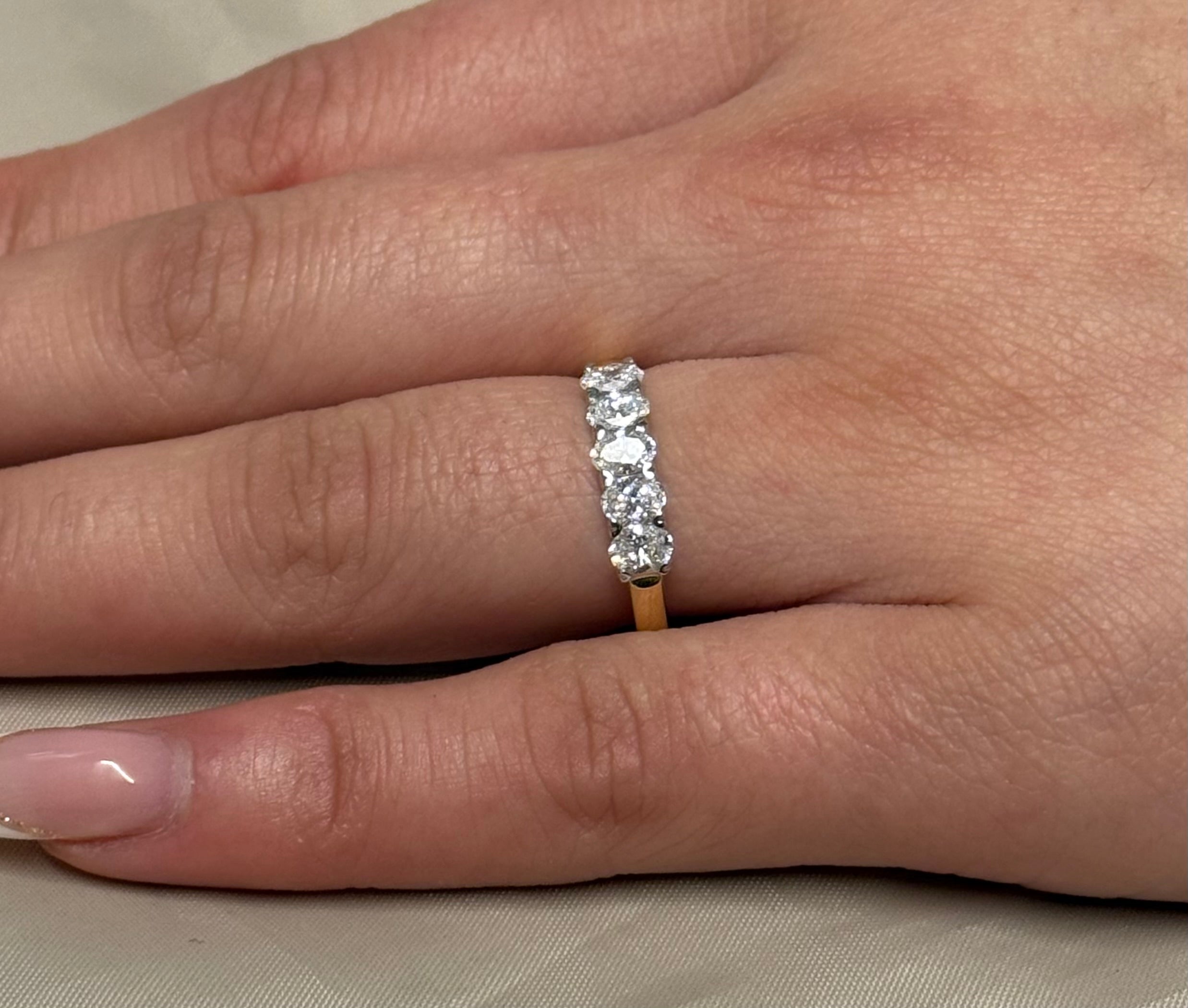 18k Yellow Gold 77pt Oval Five Stone Laboratory Grown Diamond Ring