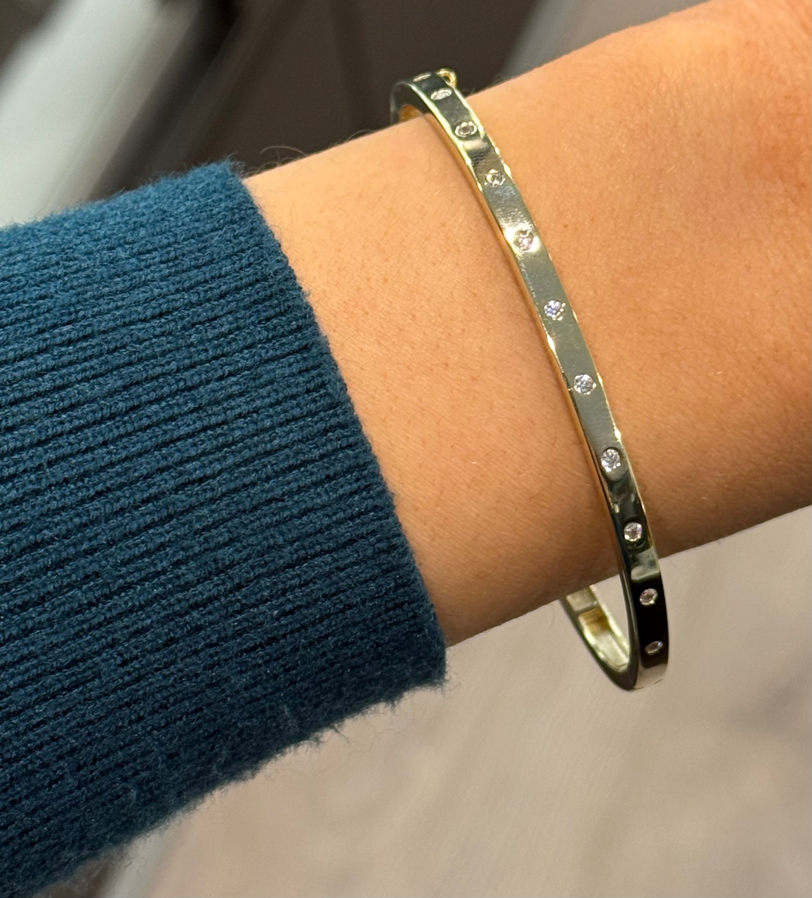 Gold Plated Sterling Silver Inset Cz Bangle