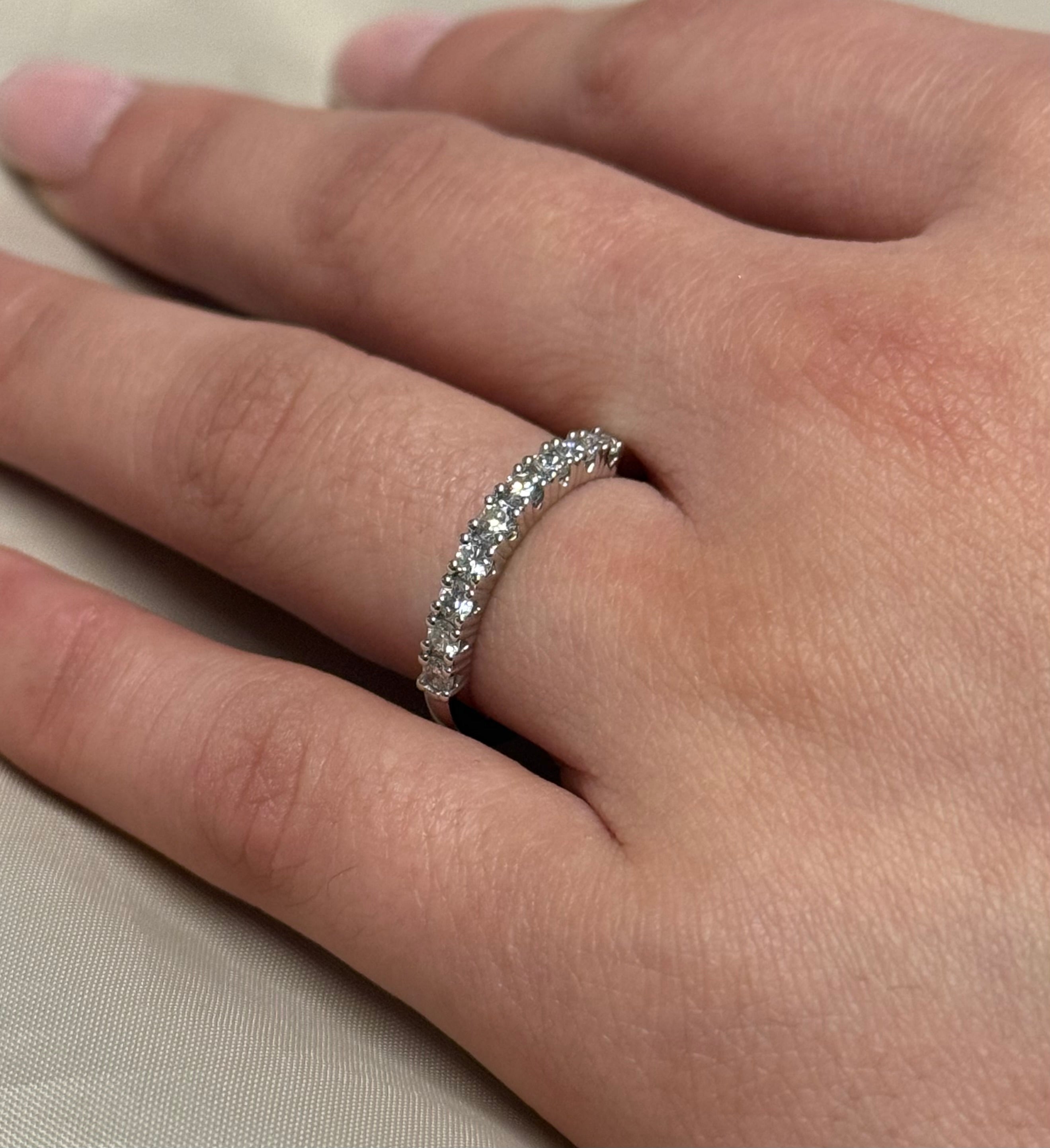 9K White Gold 9 Stone Diamond Band