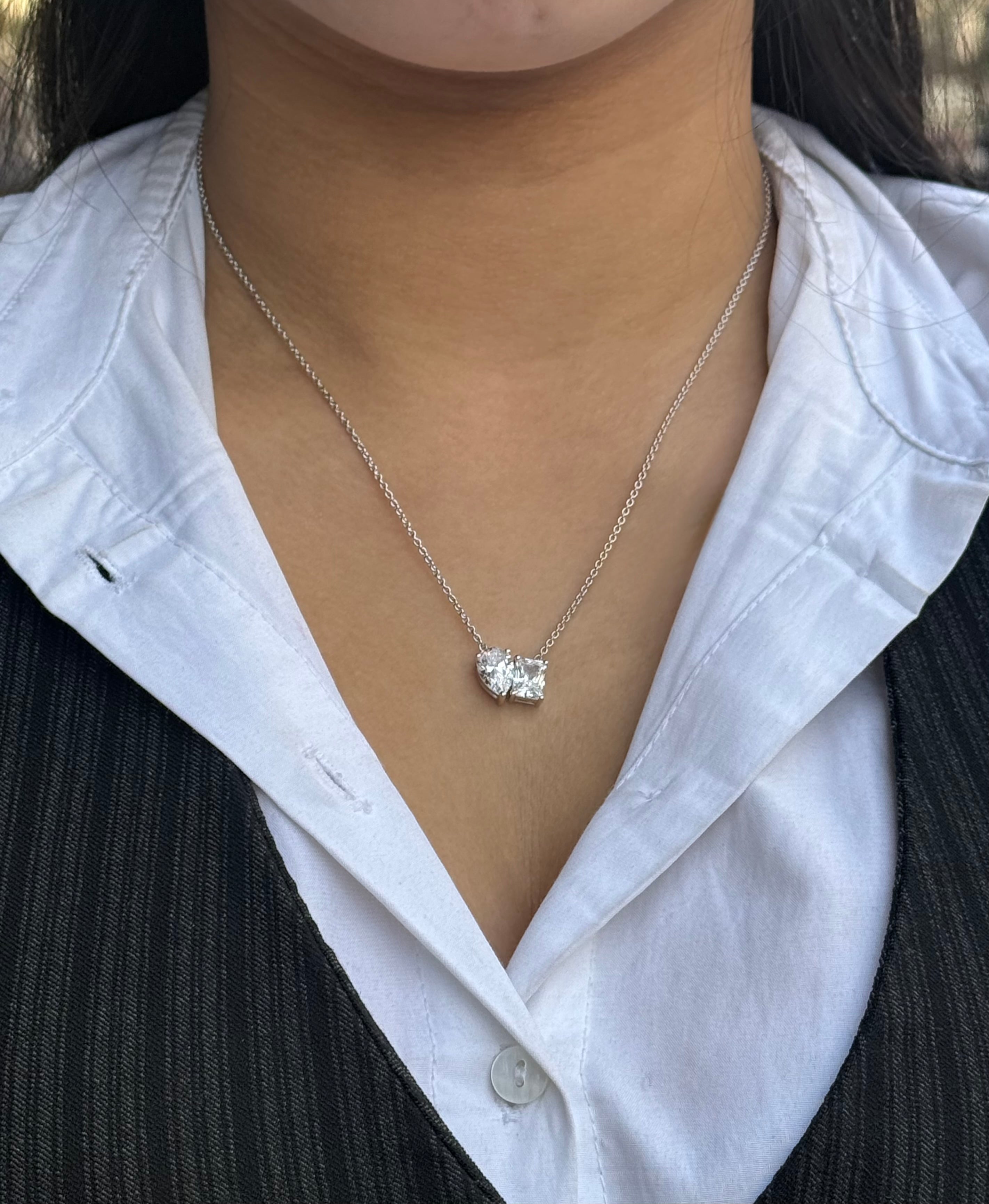 Sterling Silver Moi & Toi Cz Necklace