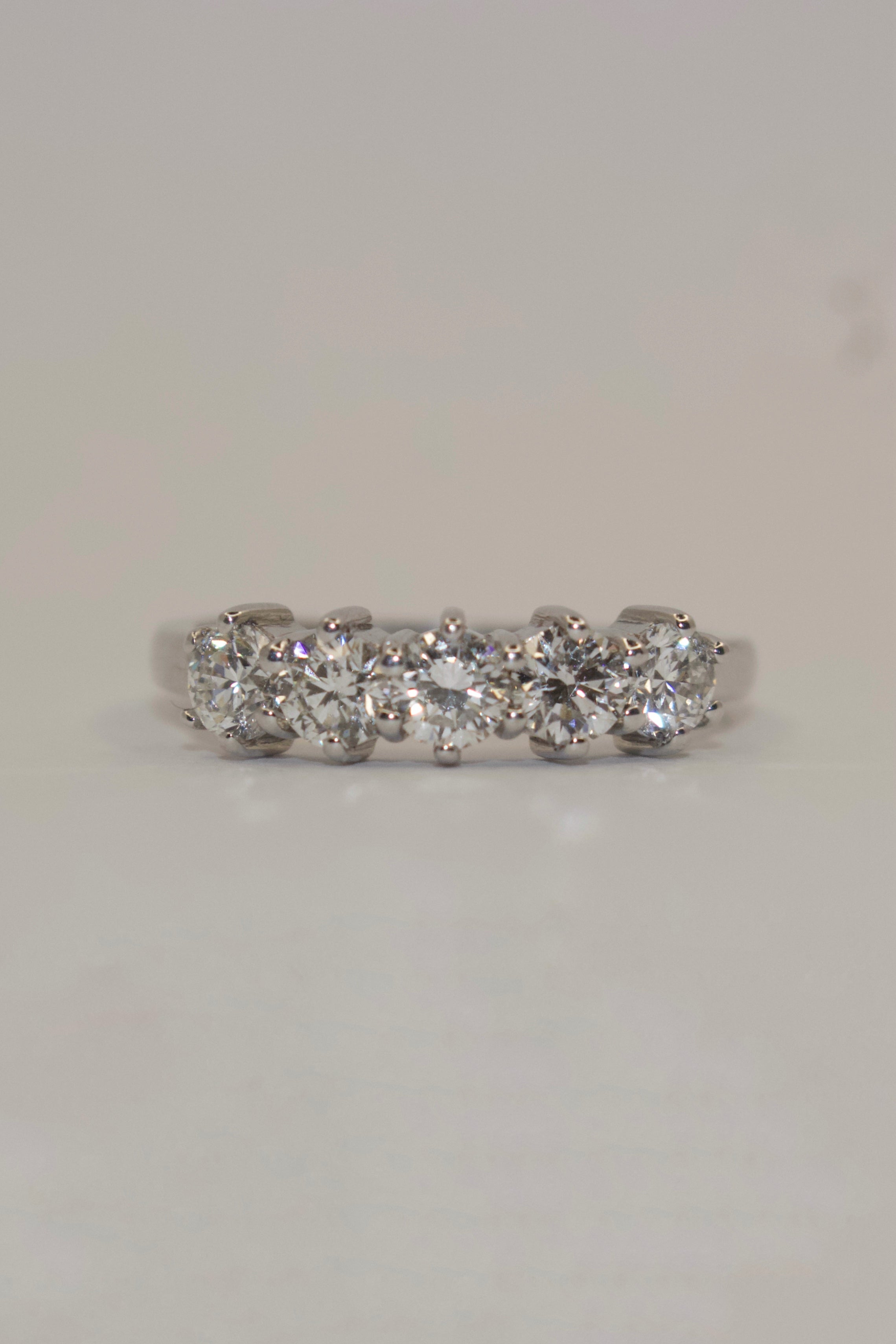 18k White Gold Five Stone Brilliant Cut Diamond Eternity Ring