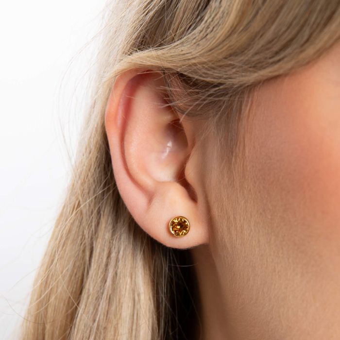 Yellow Gold Plated Sterling Silver November Birthstone Earrings