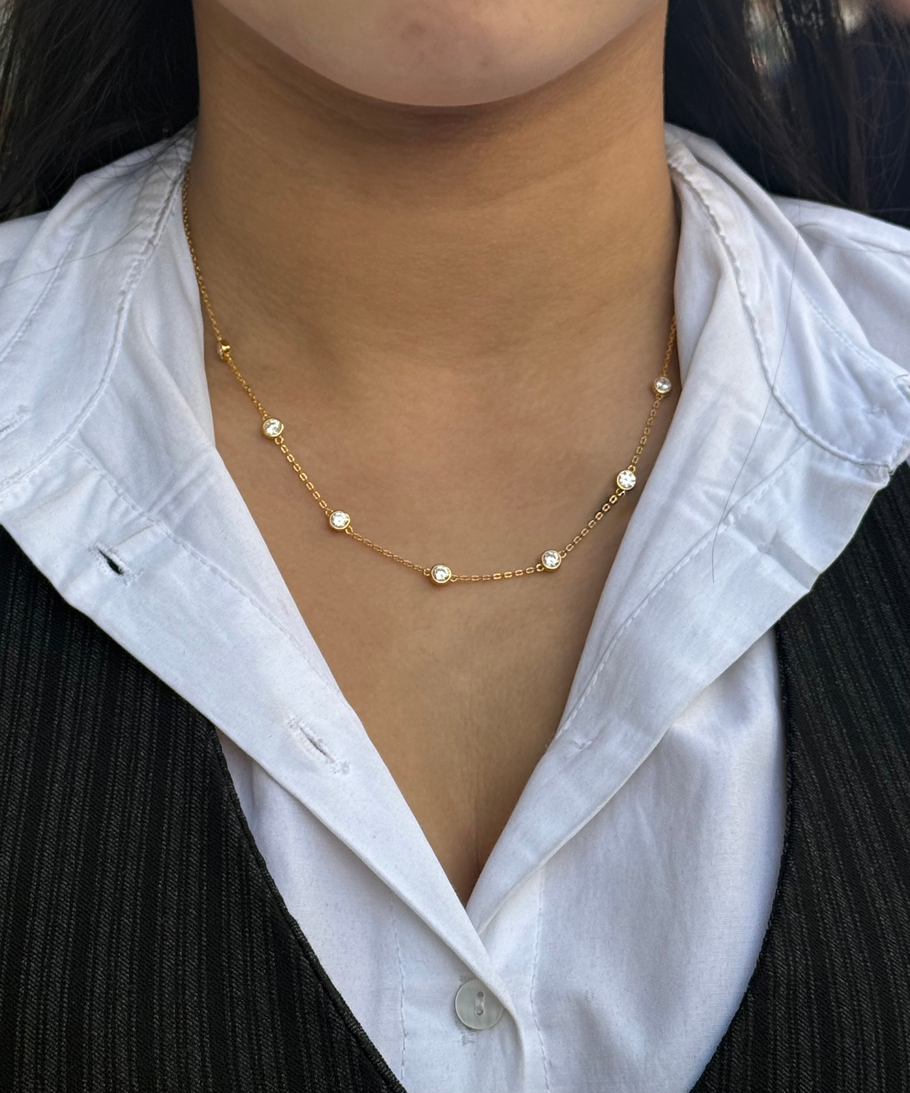Gold Plated Bezel Set CZ Chain