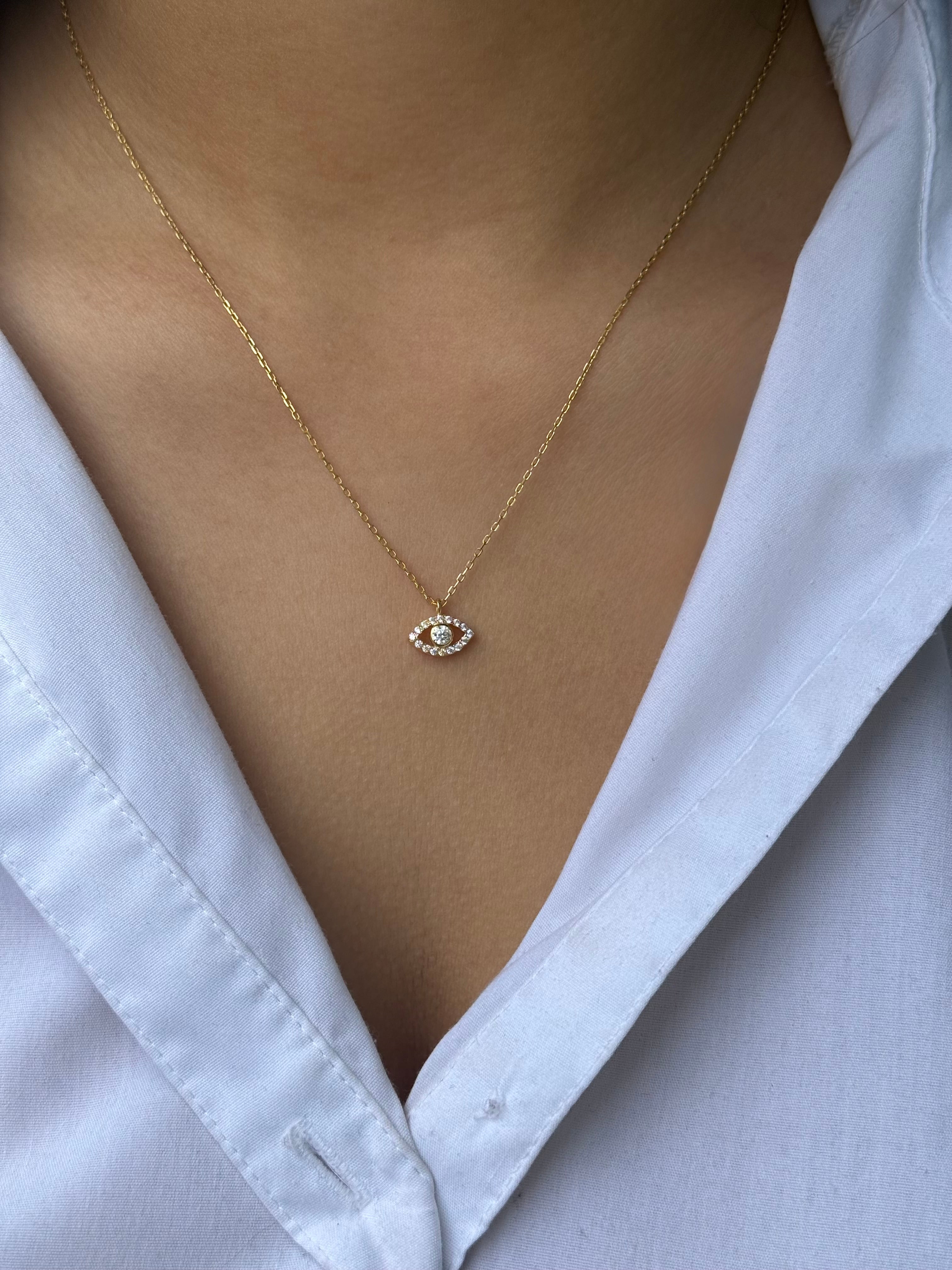 Gold Plated Sterling Silver Evil Eye Pendant