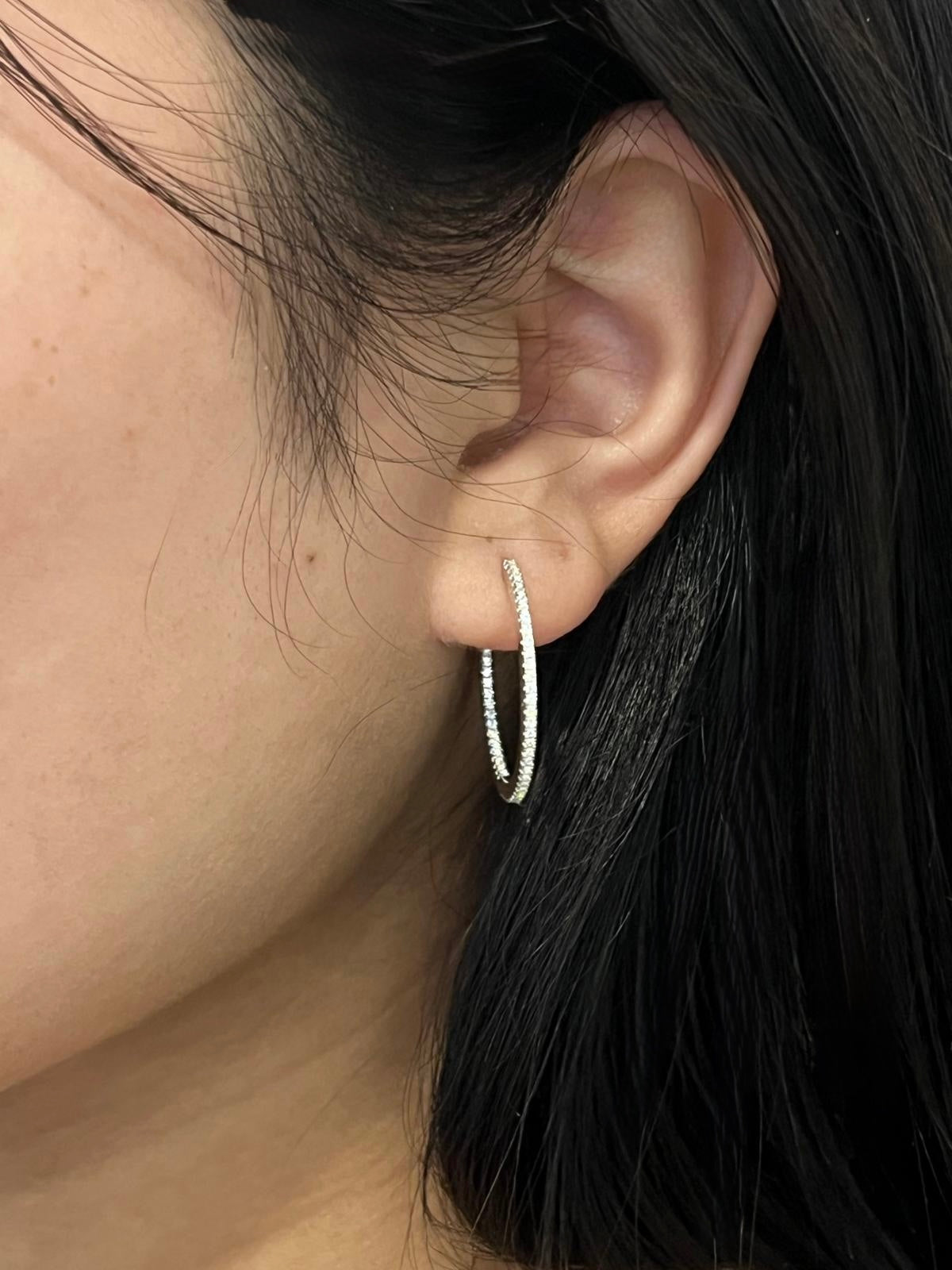 Sterling Silver Large Cz Hoop Earrings