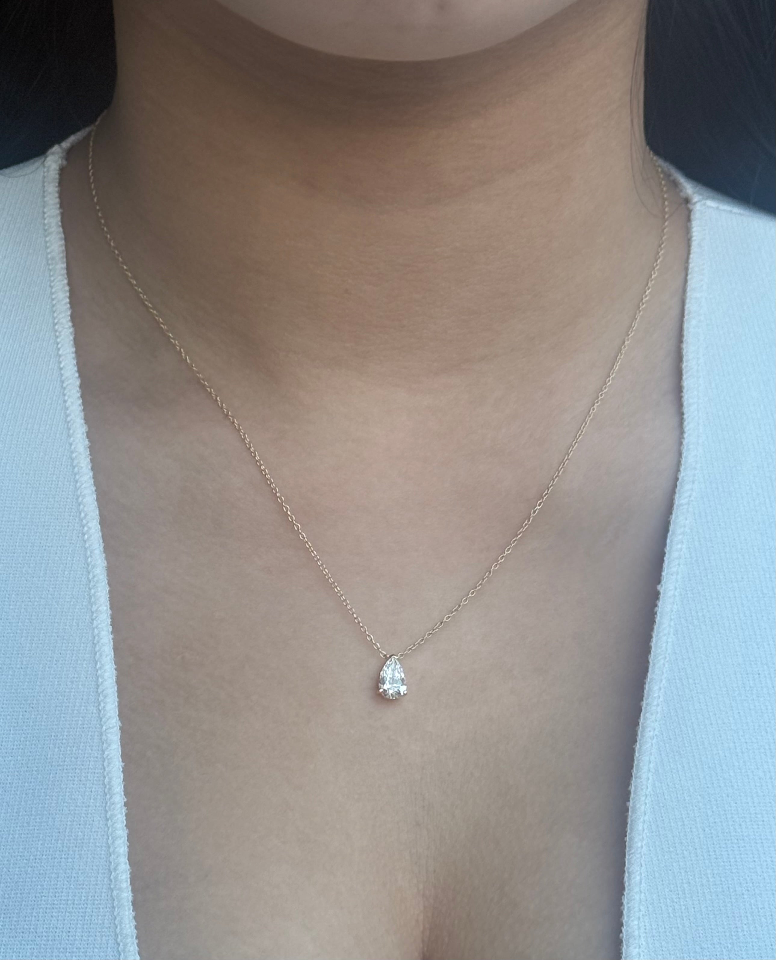 9ct Yellow Gold 1ct Pear Laboratory Grown Diamond Necklace