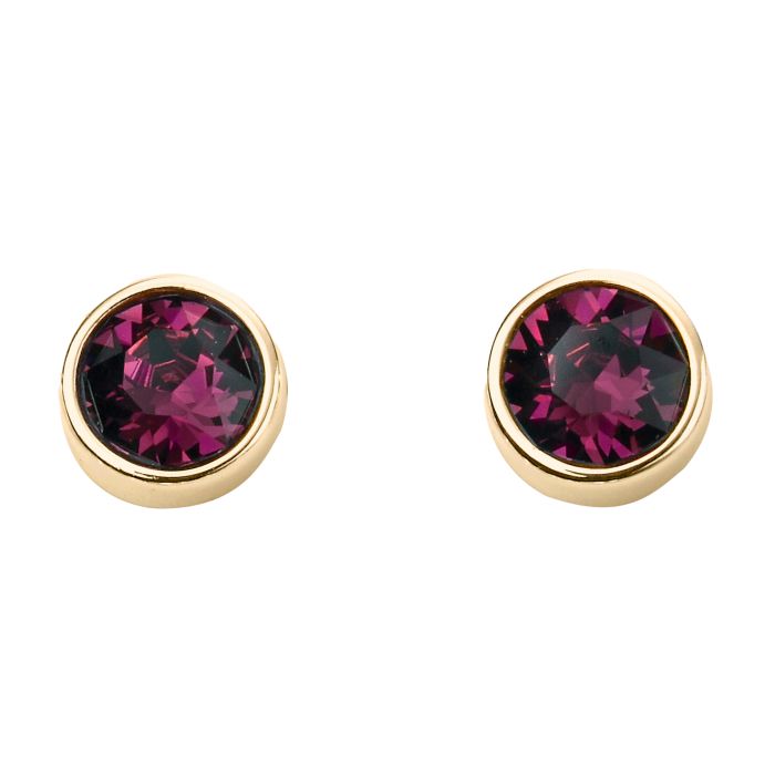 Yellow Gold Plated Sterling Silver February Birthstone Earrings