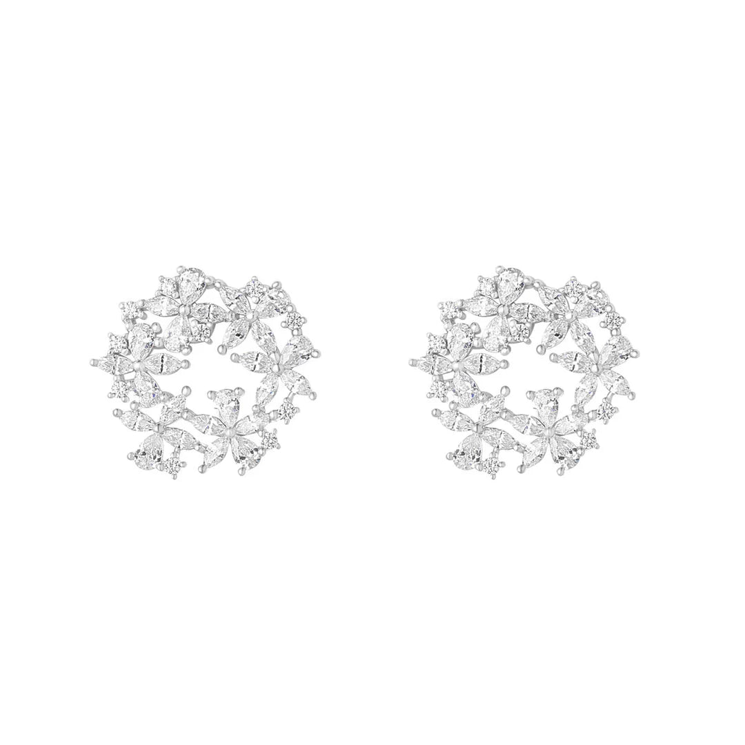 Sterling Silver Large Flower Cluster Studs