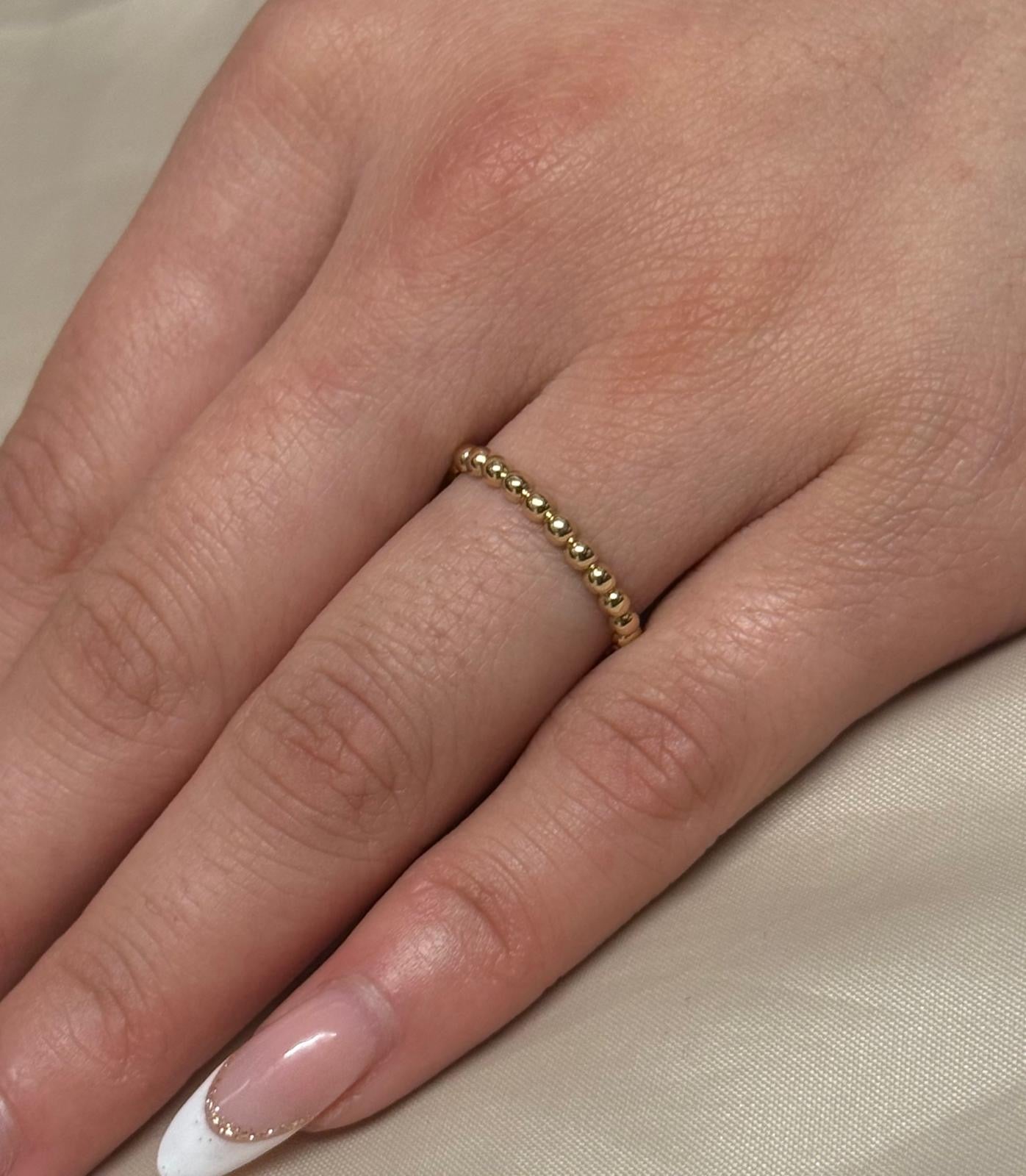 9K Yellow Gold Beaded Ring