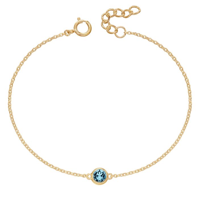 Yellow Gold Plated Sterling Silver March Birthstone Bracelet