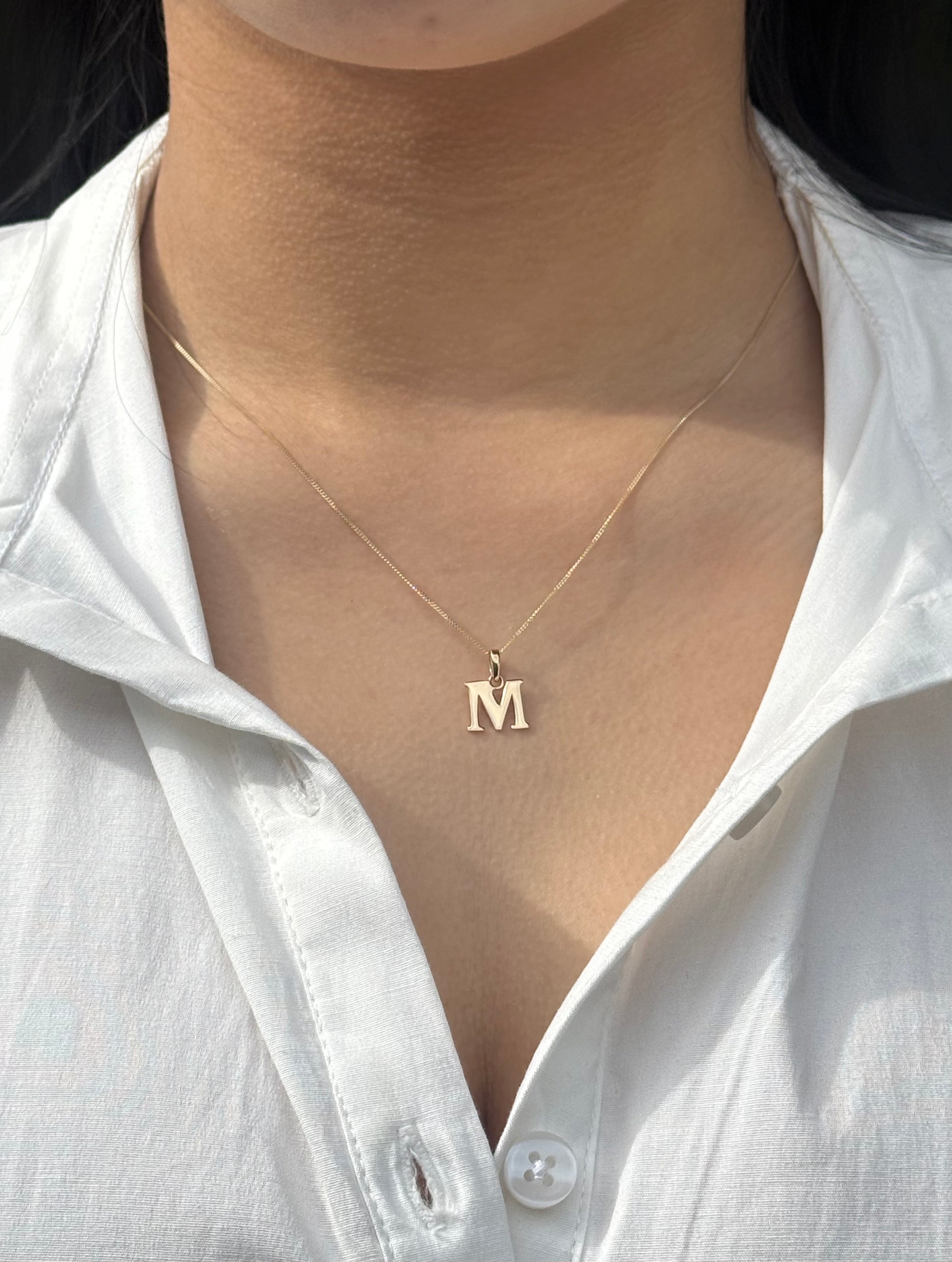 9ct Yellow Gold M Initial Pendant