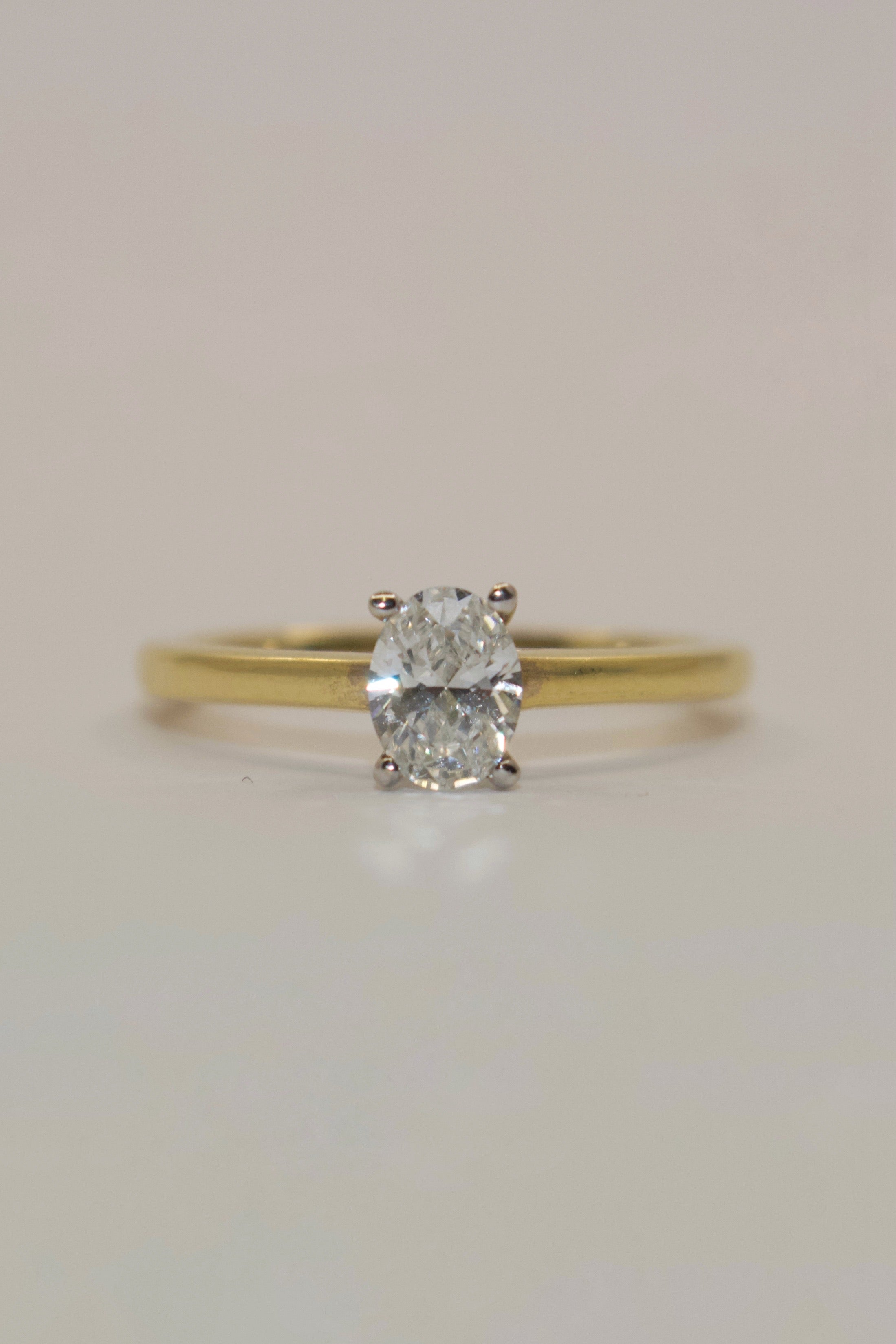 18K Yellow Gold 50pt Oval Solitaire Diamond Ring