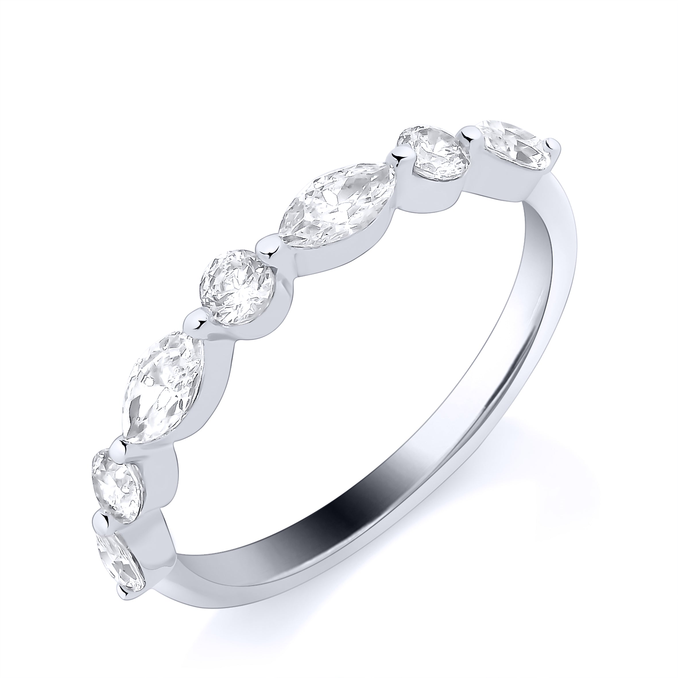 18k White Gold Marquise and Brilliant Diamond Band