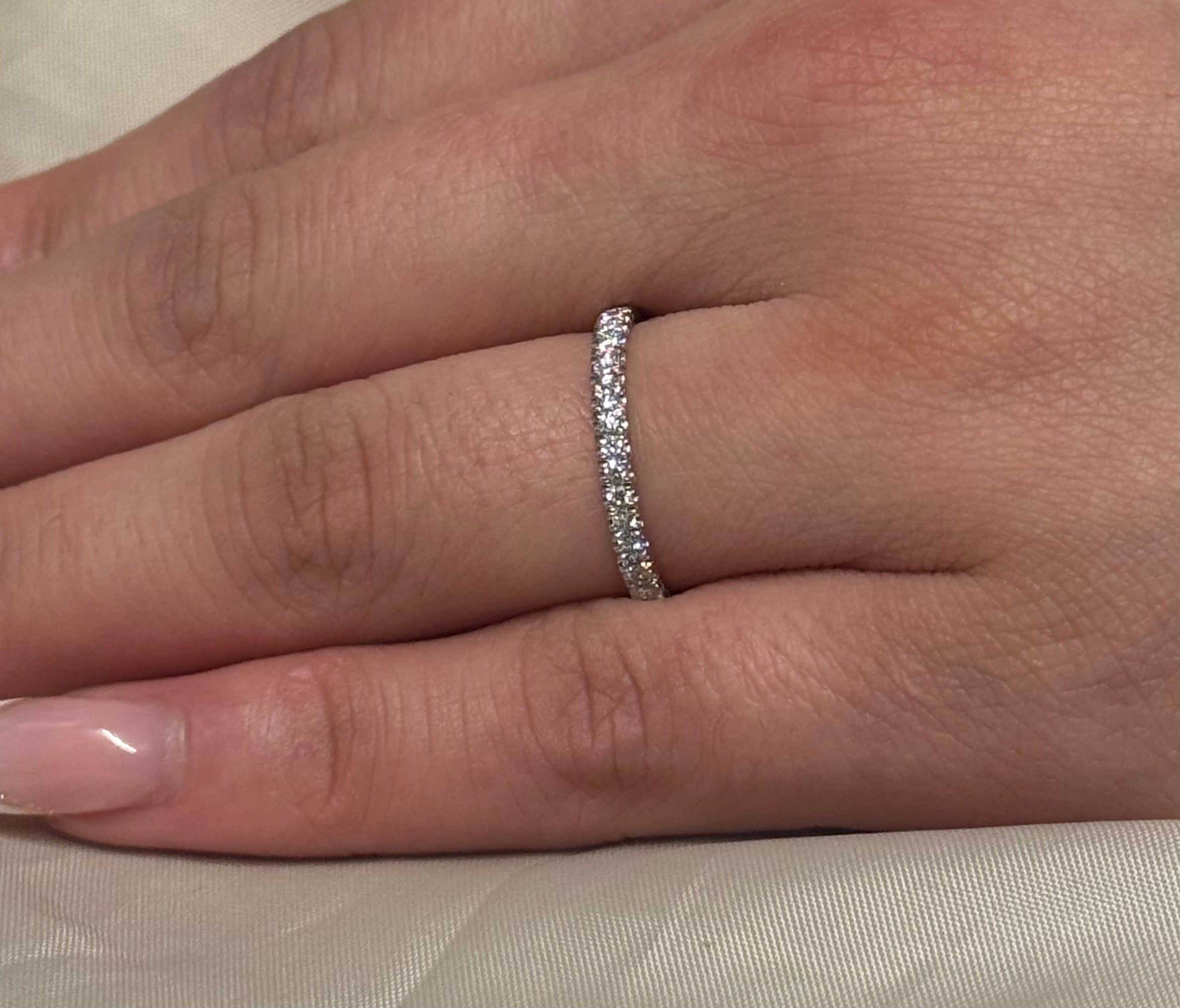 9ct White Gold Grain Set Diamond Band