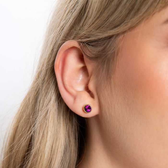 Yellow Gold Plated Sterling Silver February Birthstone Earrings