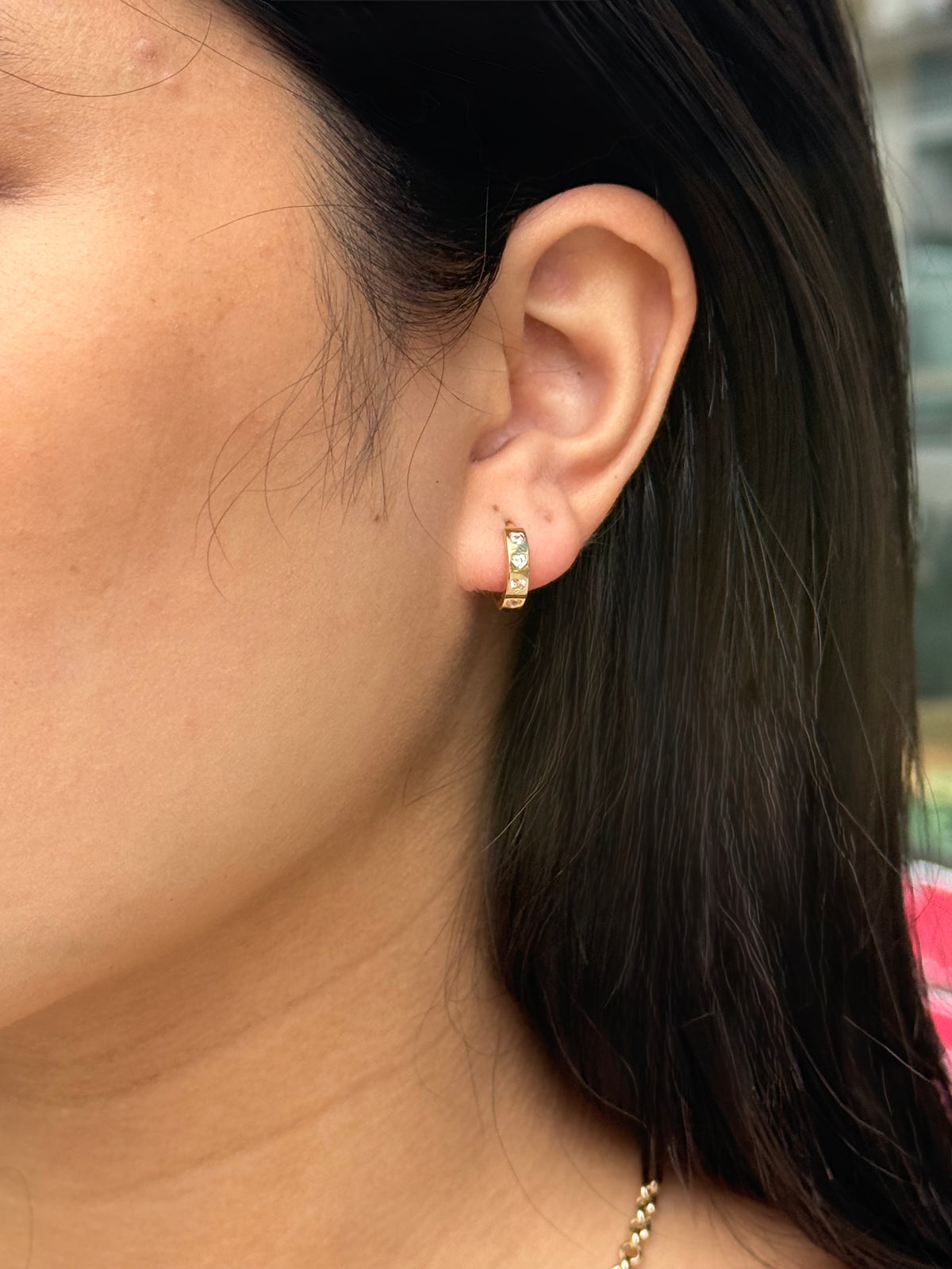 9ct Yellow Gold Heart Cz Hoops