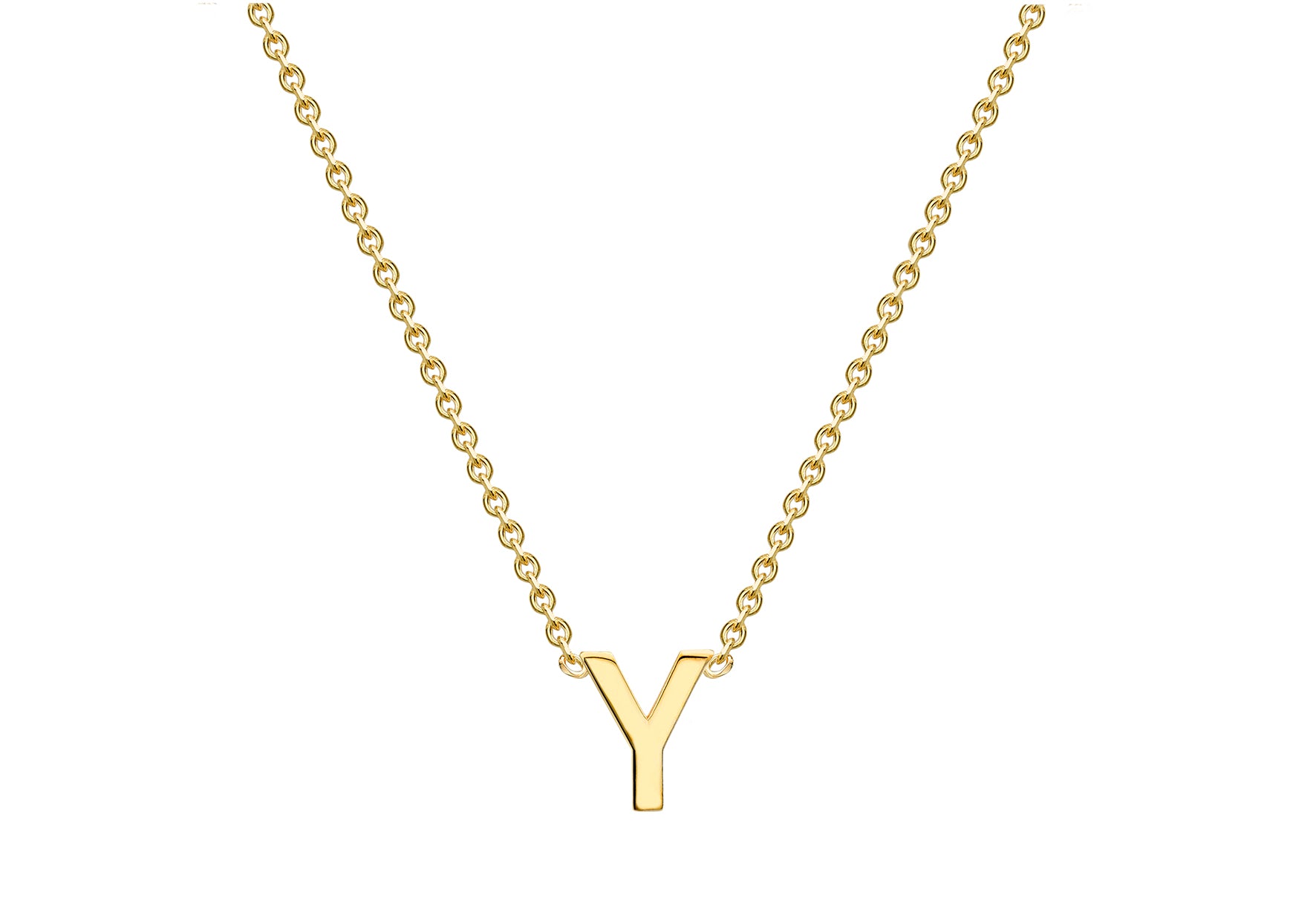 9ct Yellow Gold Y Initial Necklace