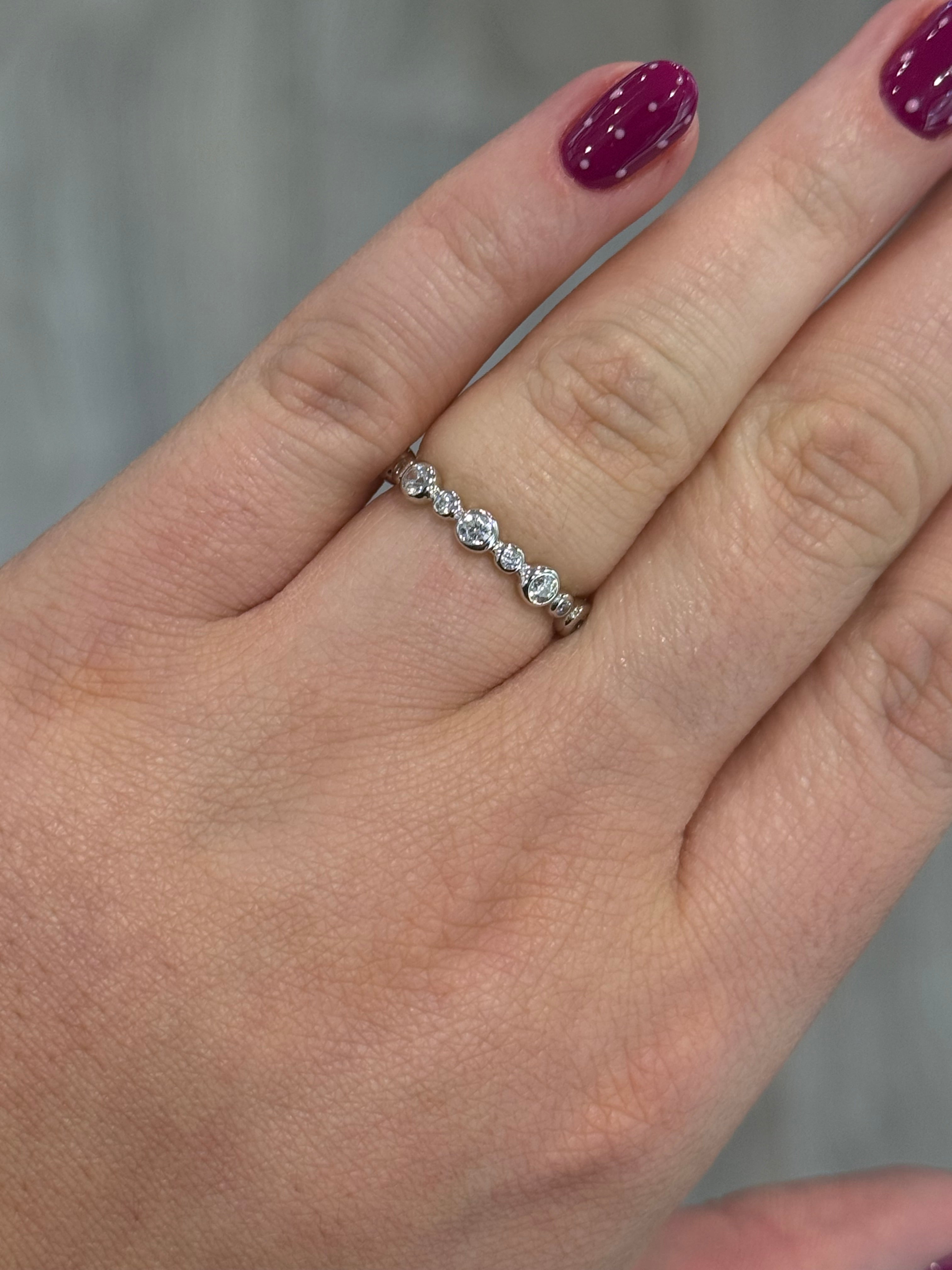 Sterling Silver Cz Beaded Band