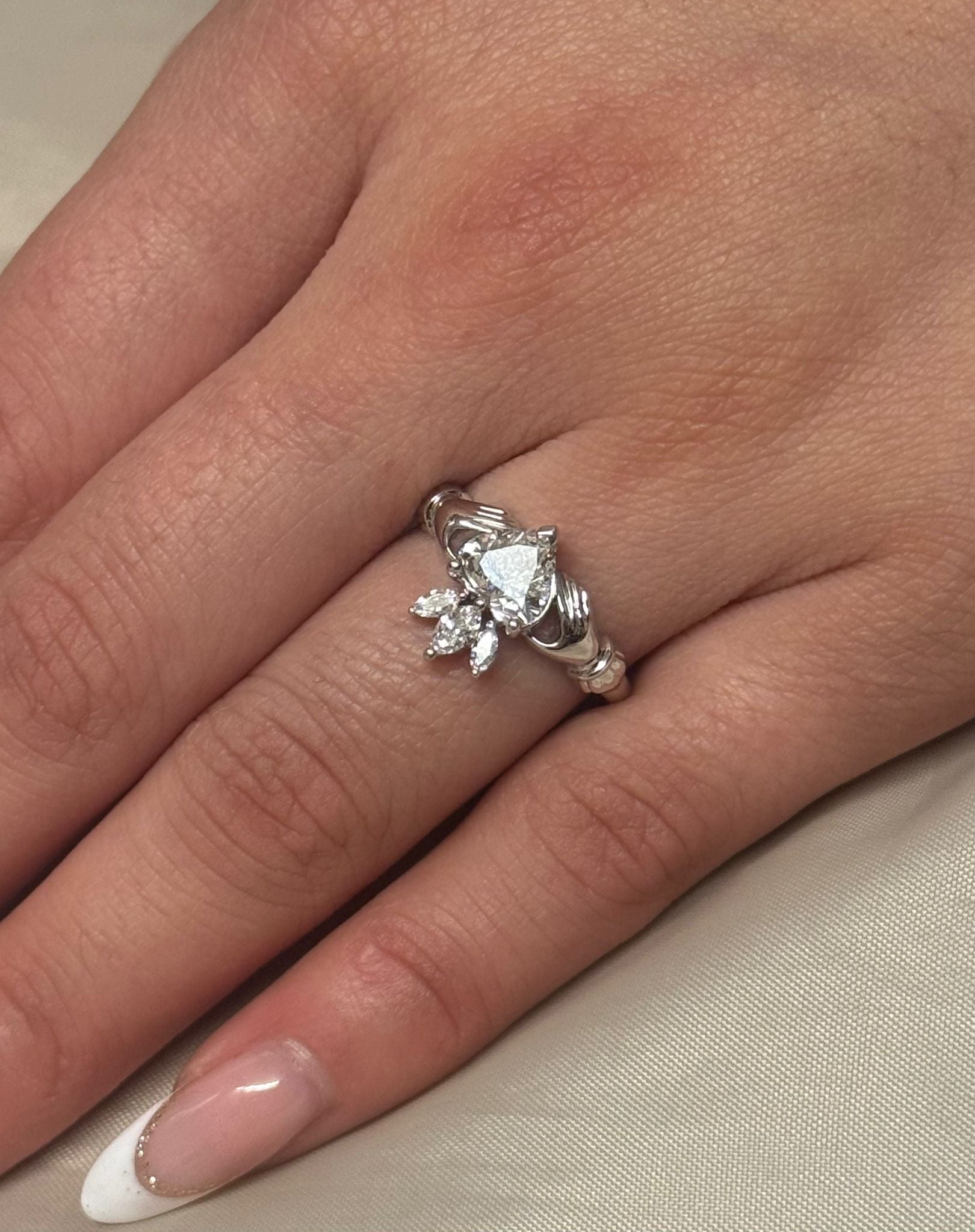 9K White Gold Laboratory Grown Diamond Claddagh Ring