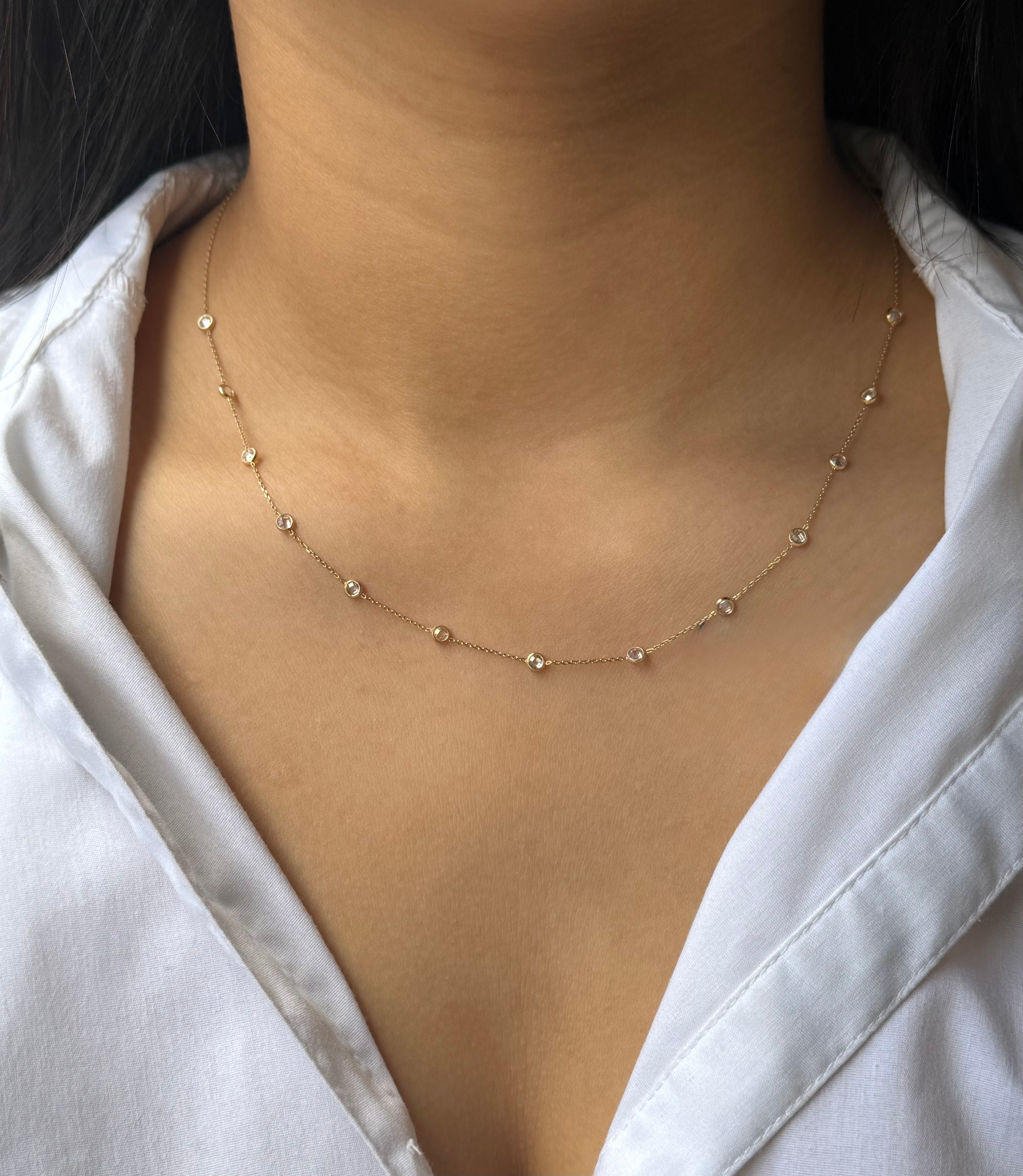 9ct Yellow Gold CZ Bezel Necklace