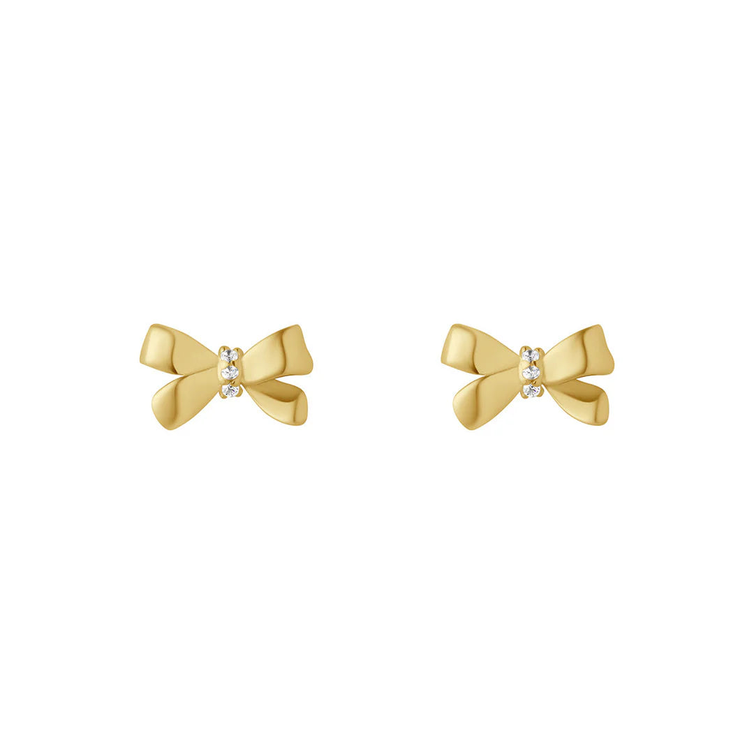 9ct Yellow Gold Bow Stud Earrings