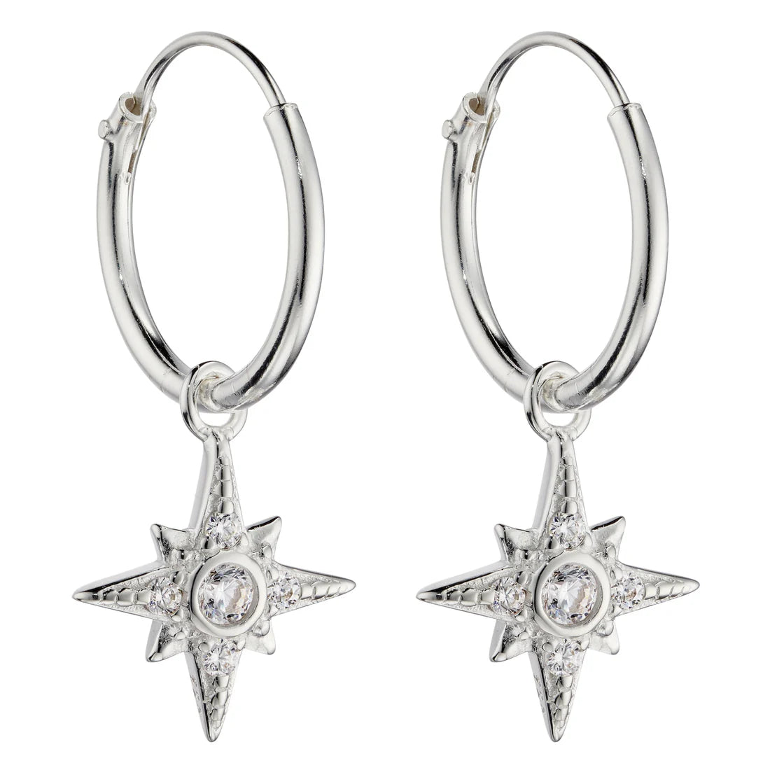 Sterling Silver North Star Hoops