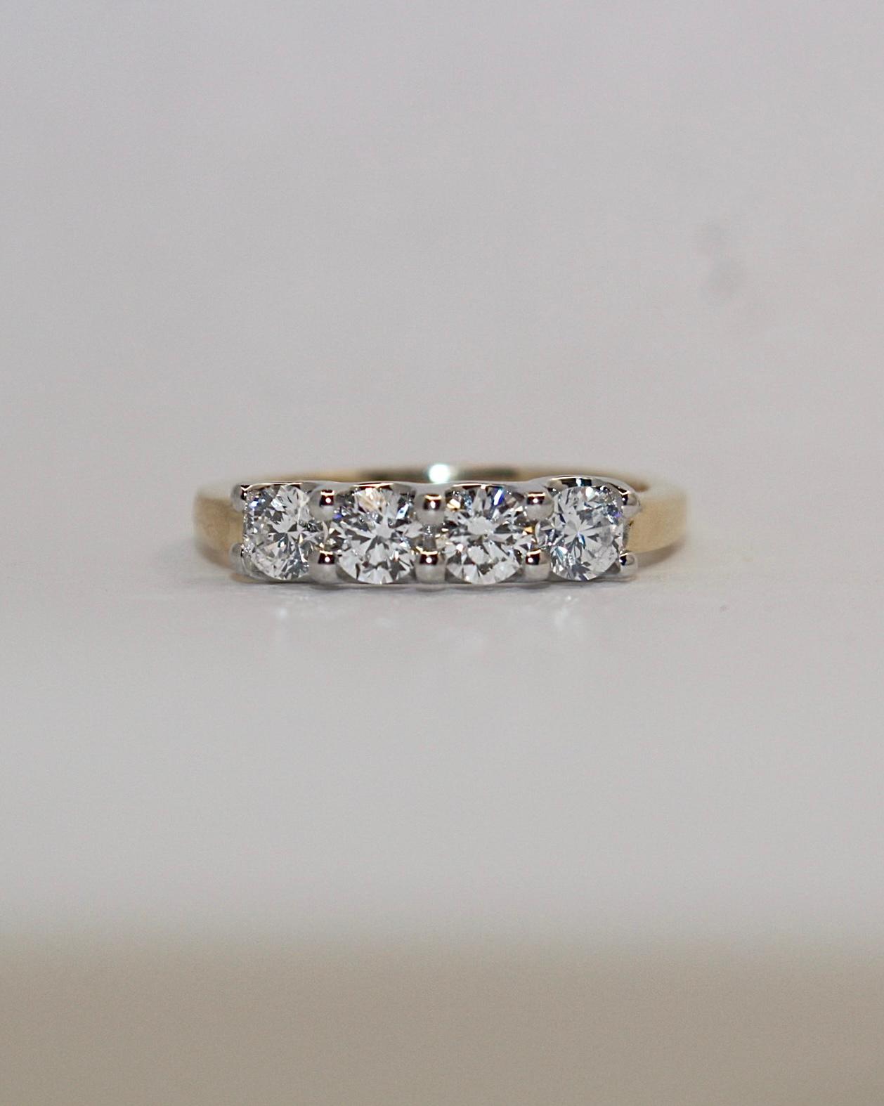 9k Yellow Gold 1ct Laboratory Grown Diamond 4 Stone Ring