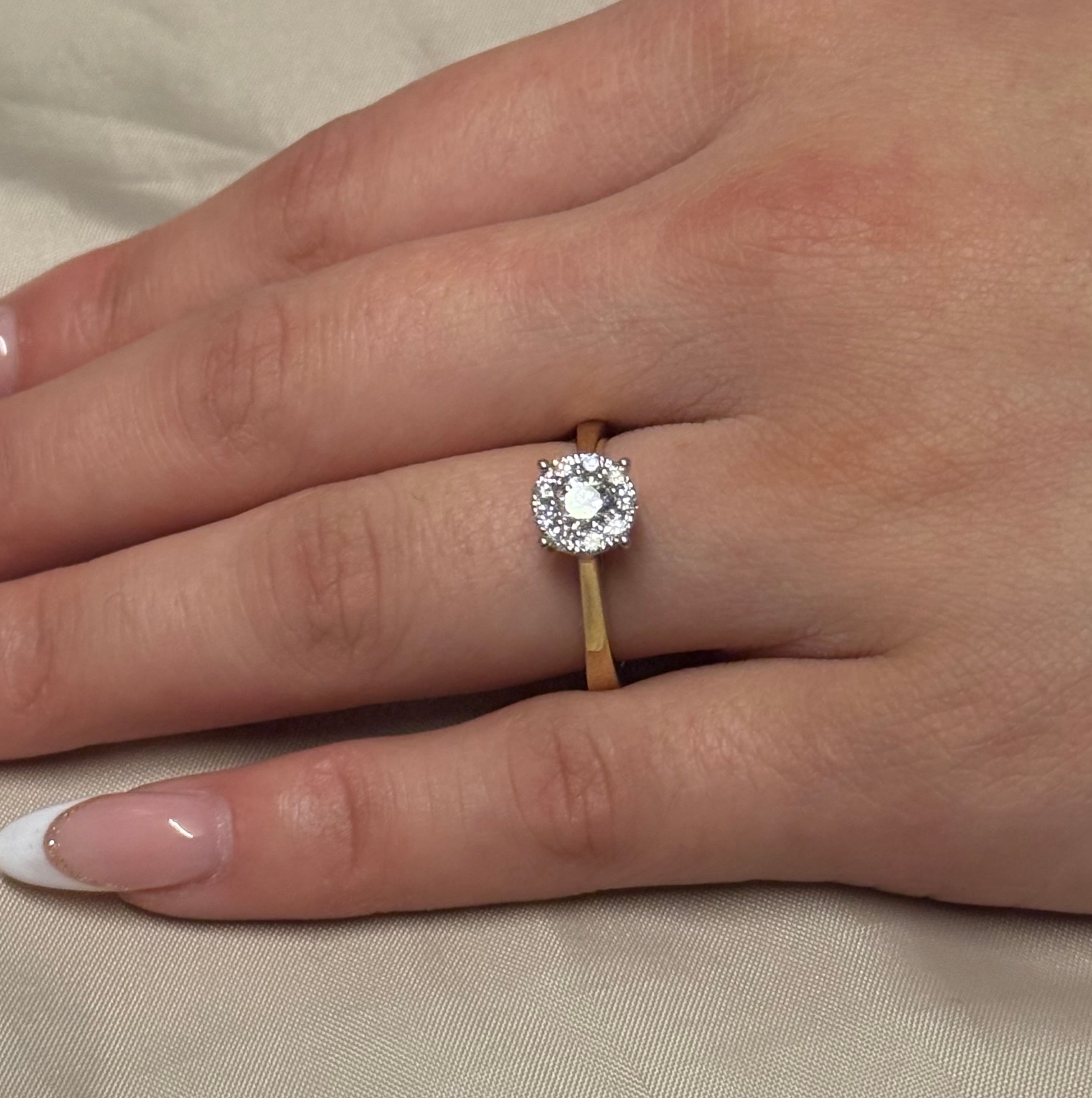 9K Yellow Gold 50pt Illusion Solitaire Diamond Ring