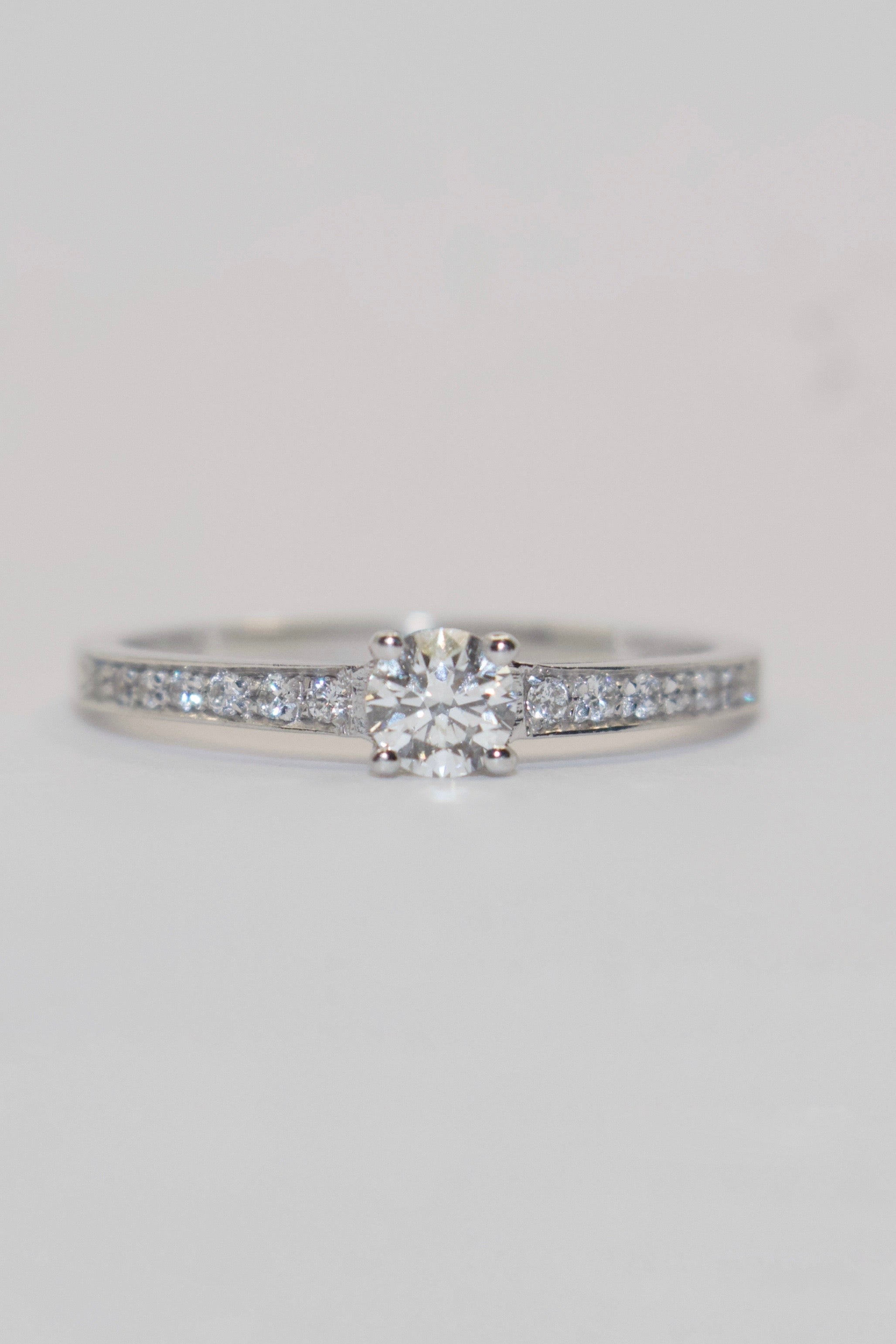 18K White Gold Diamond Solitaire with Diamond Band