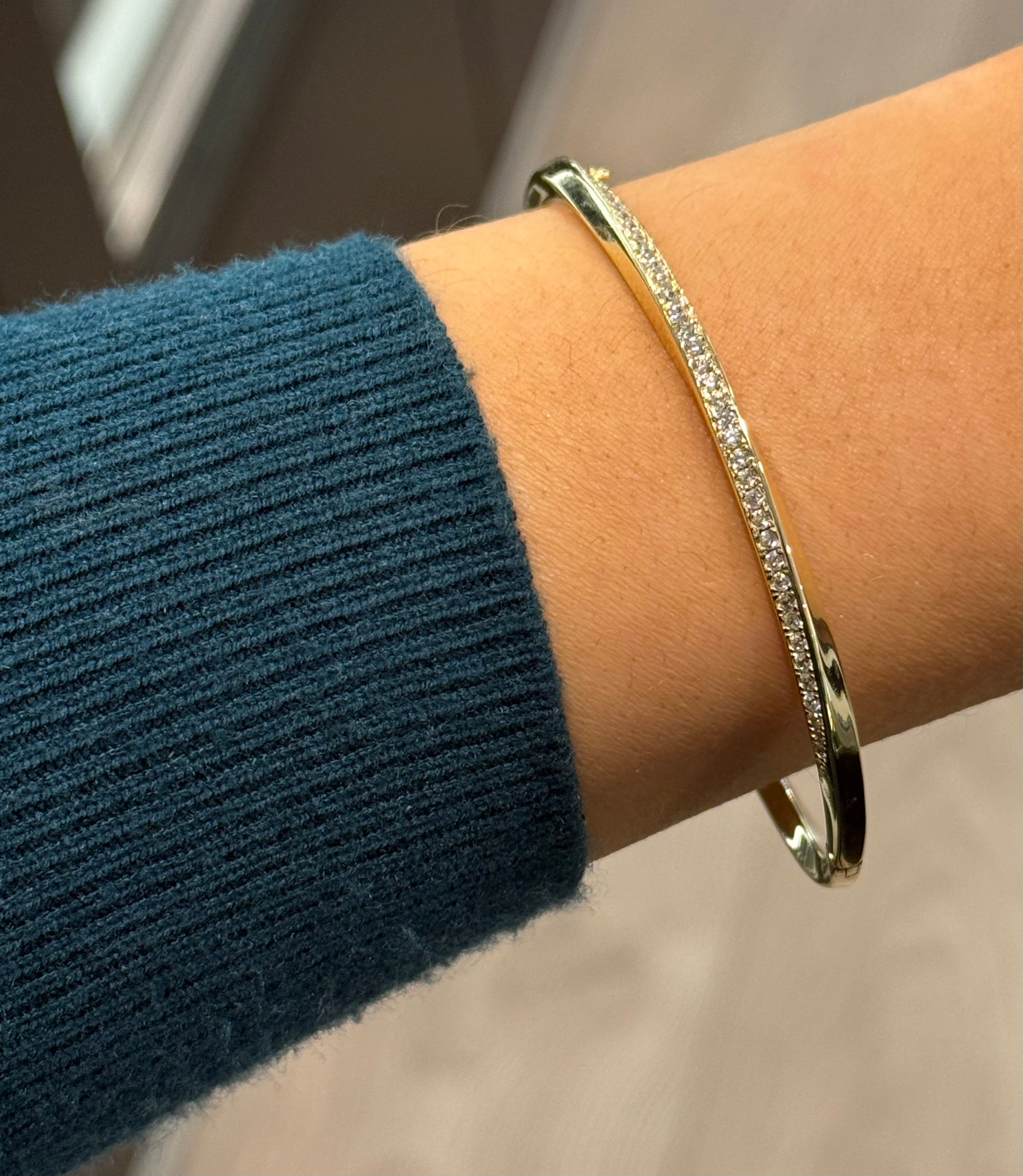 Gold Plated Sterling Silver Twist Cz Bangle