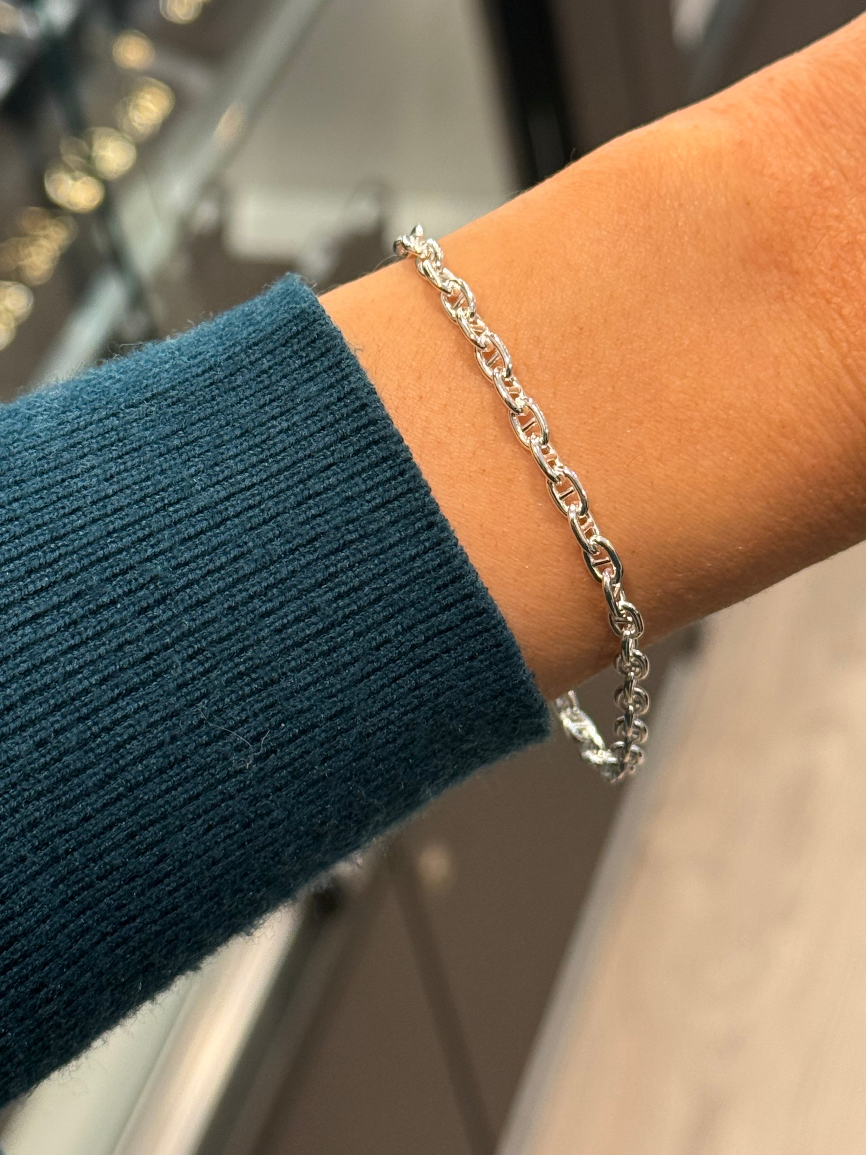 Sterling Silver Small Marine Link Bracelet