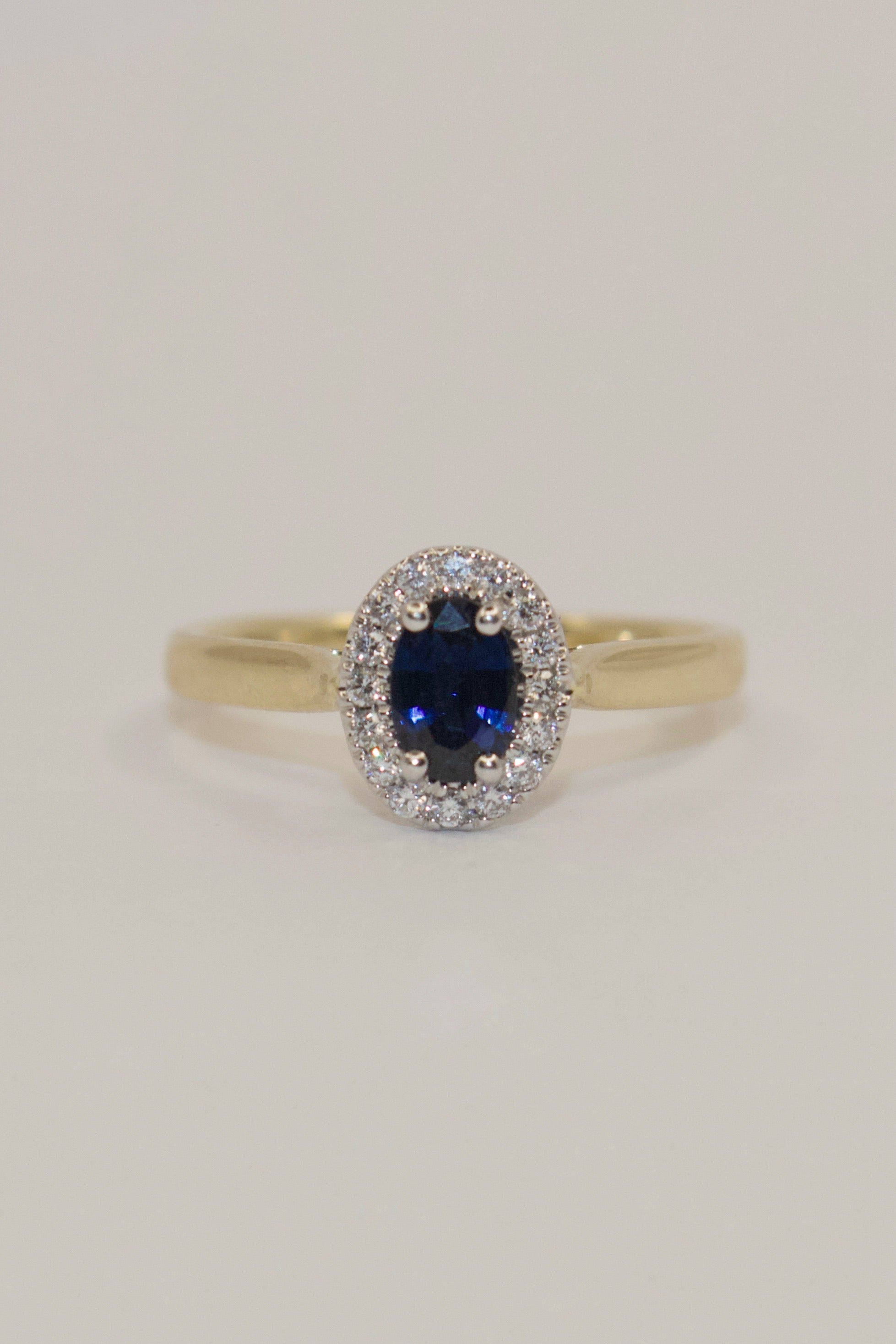 9ct Yellow Gold Sapphire and Diamond Cluster Ring