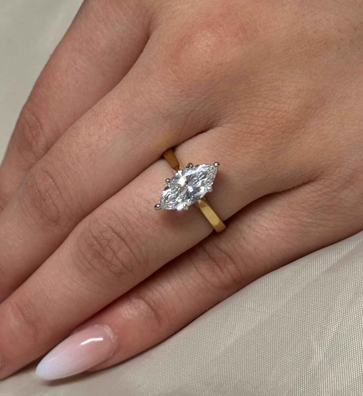 18K Yellow Gold 2.03ct Laboratory Grown Marquise Solitaire Ring