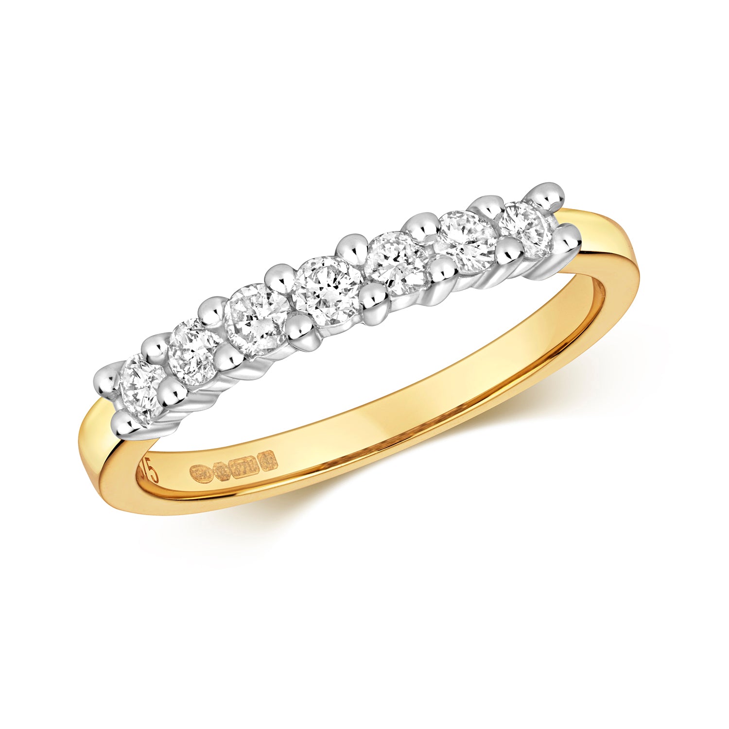 9K Yellow Gold Seven Stone Diamond Ring