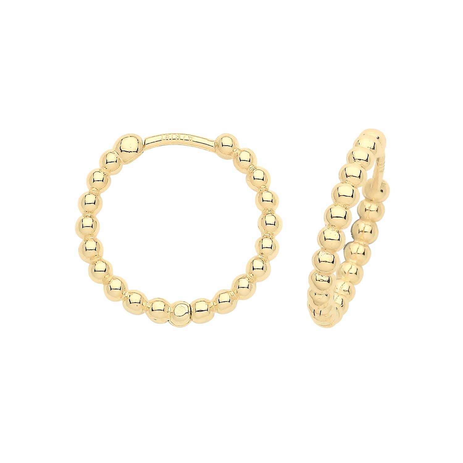 9ct Yellow Gold Beaded Hoops