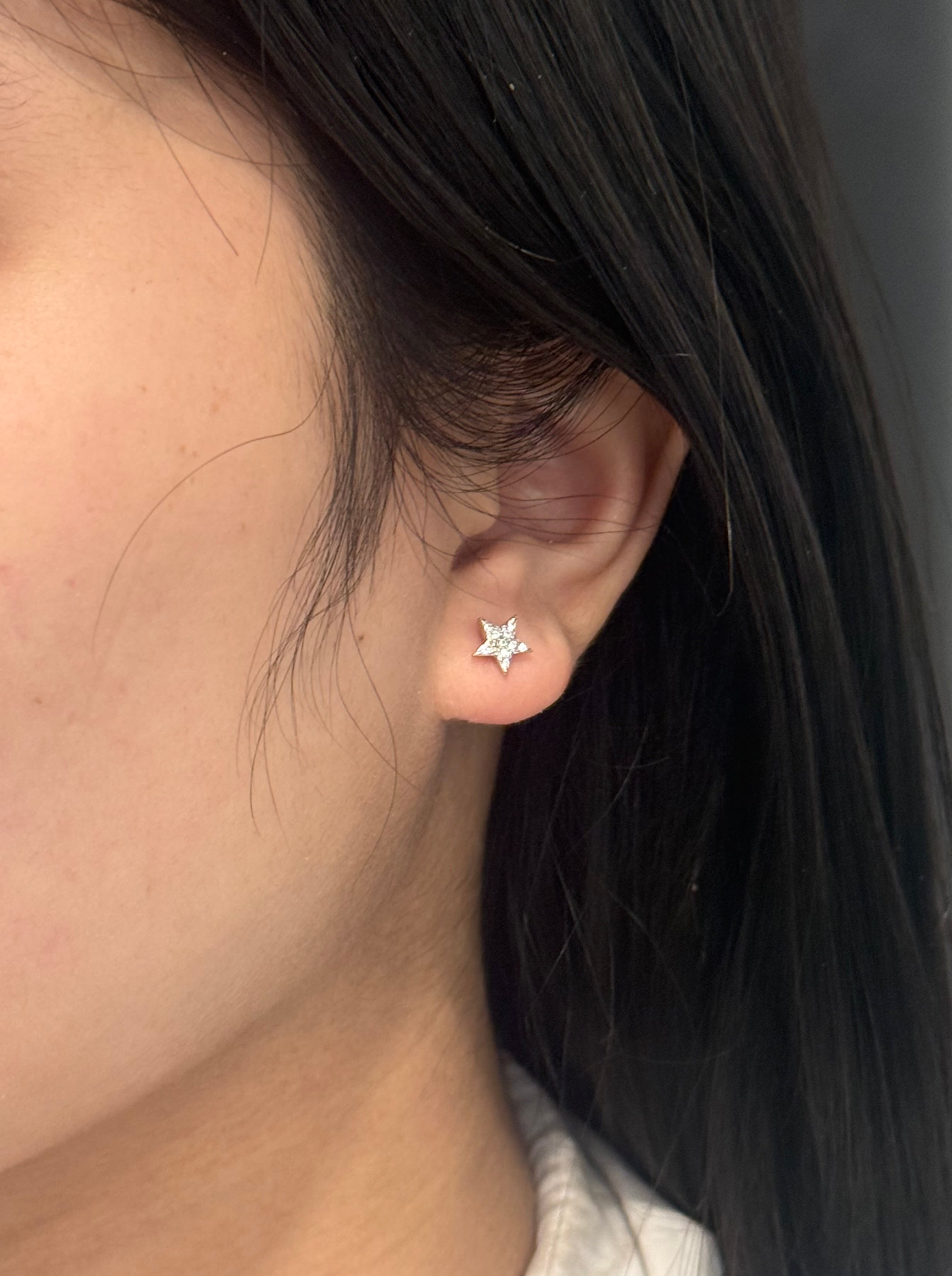Sterling Silver CZ Star Stud Earrings