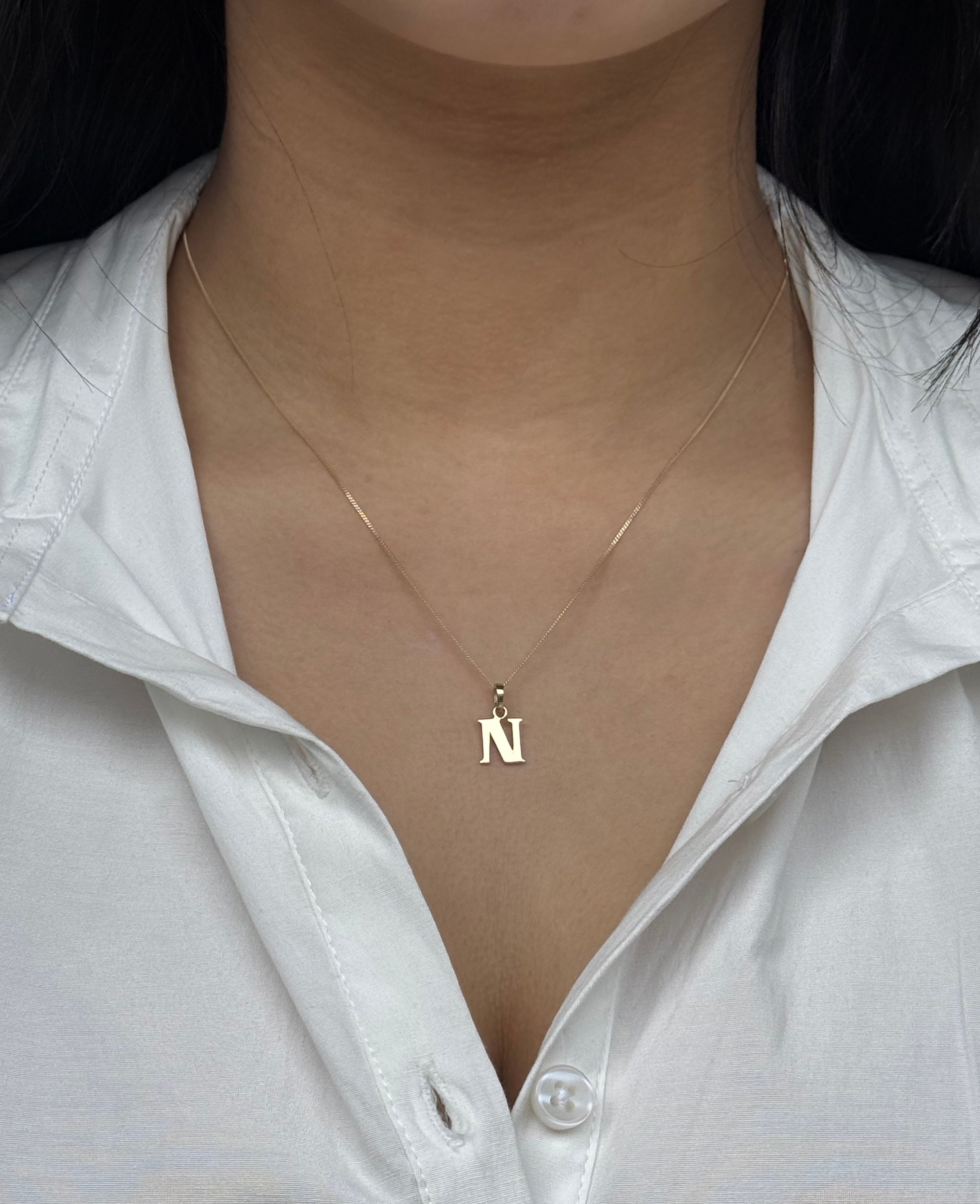 9ct Yellow Gold N Initial Pendant