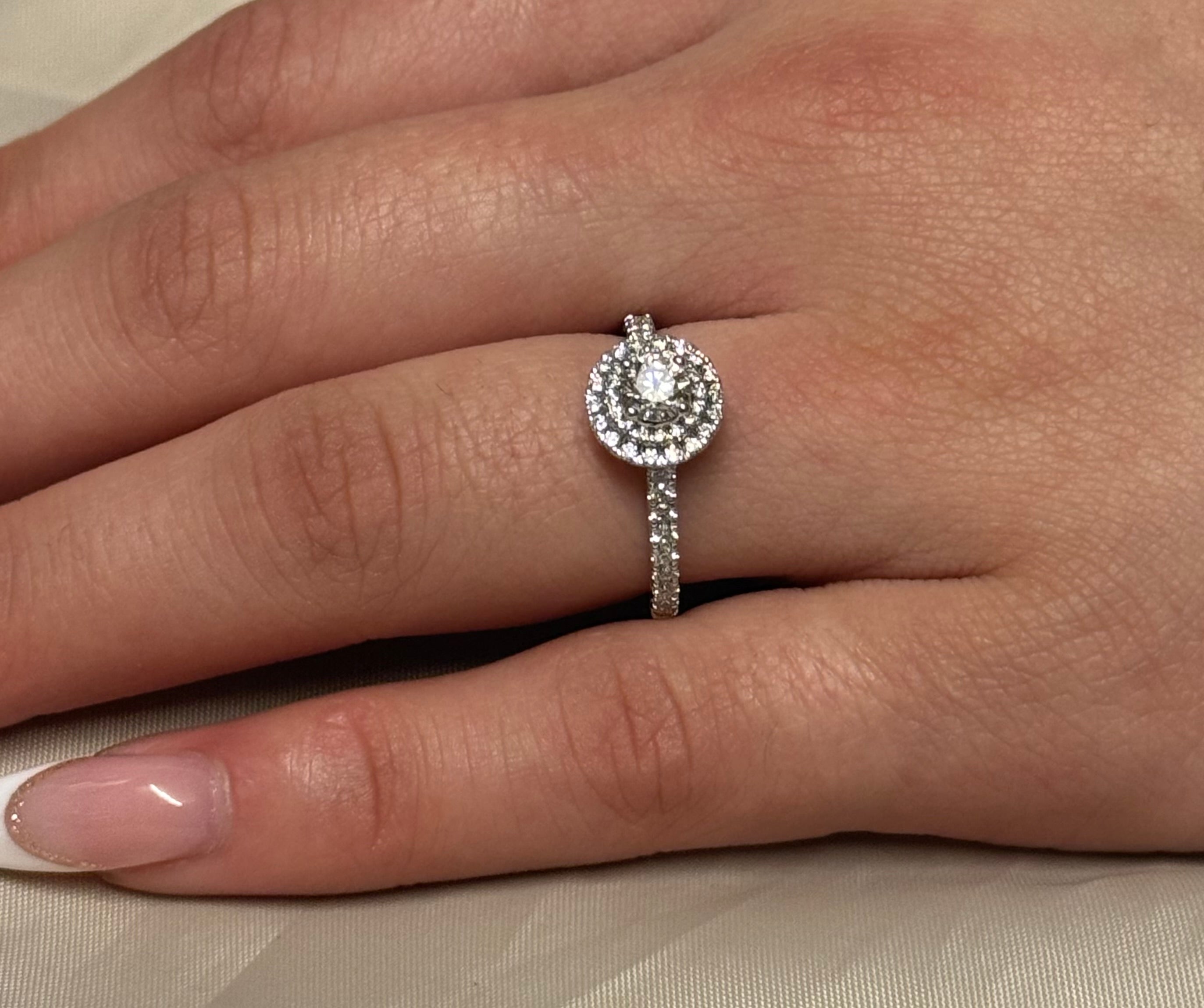 9K White Gold Brilliant Cut Halo with Diamond Band