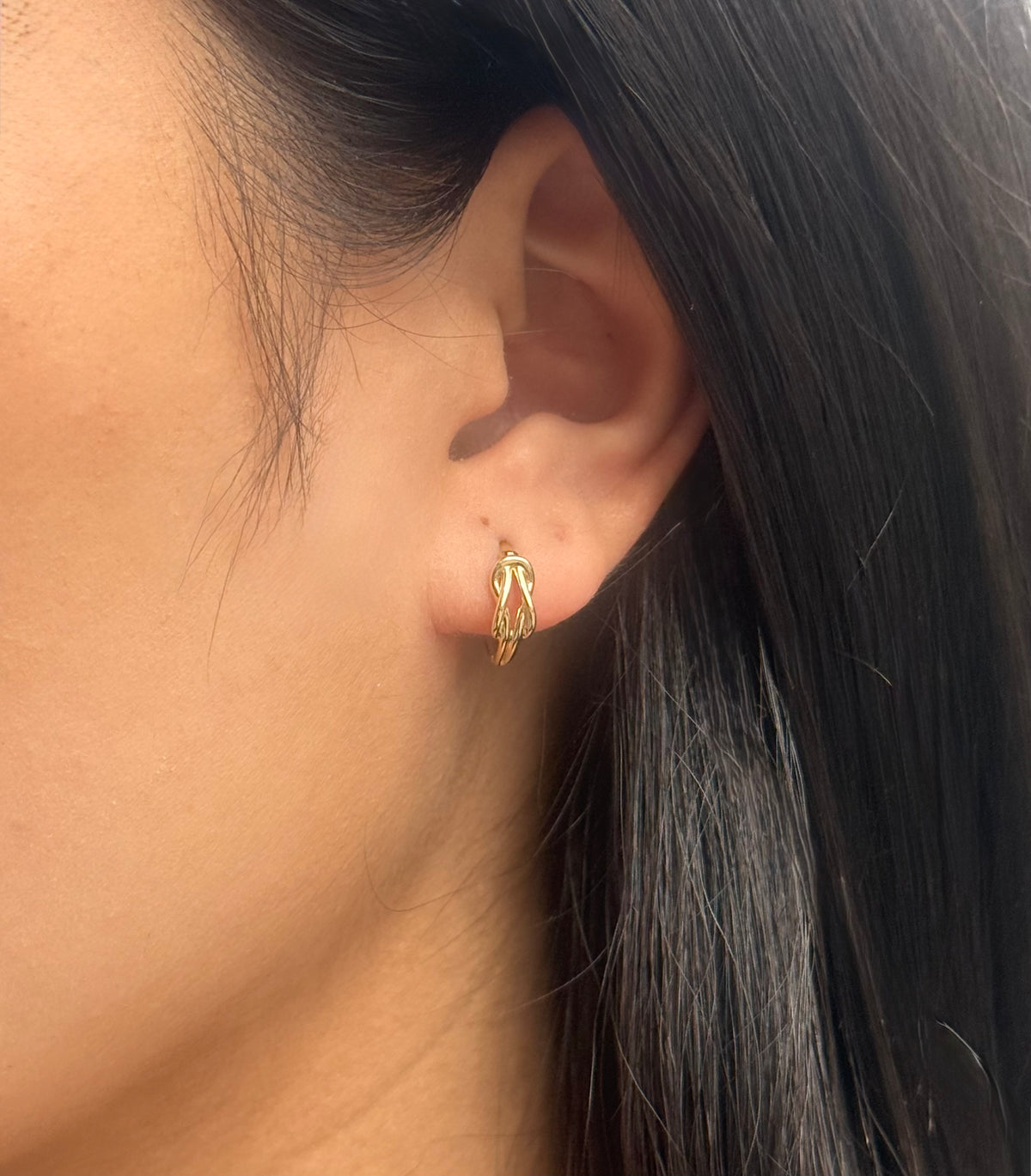 9ct Yellow Gold Love Knot Hoops