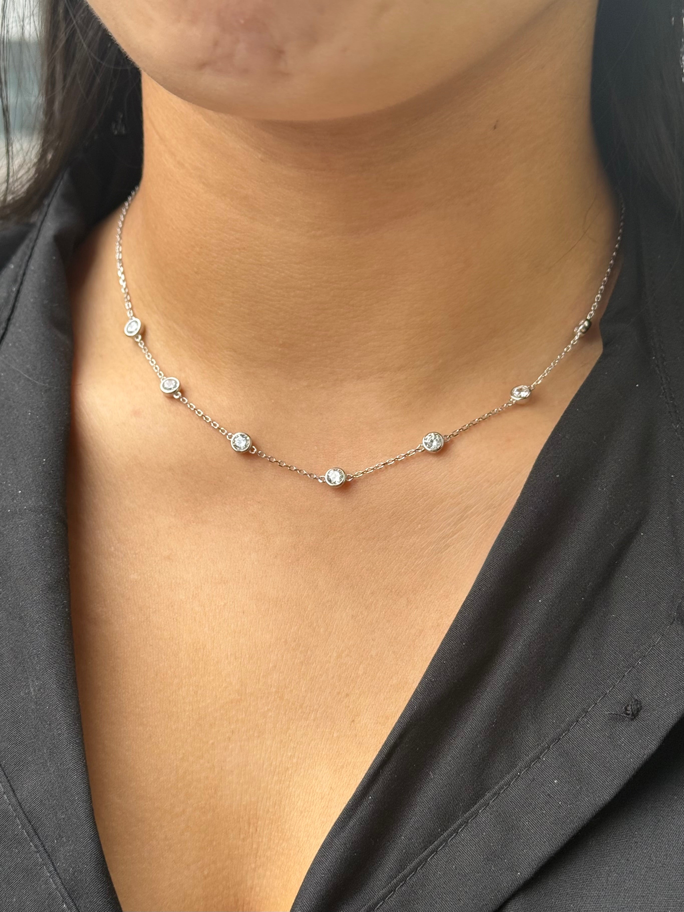 Sterling Silver Bezel Set Cz Chain