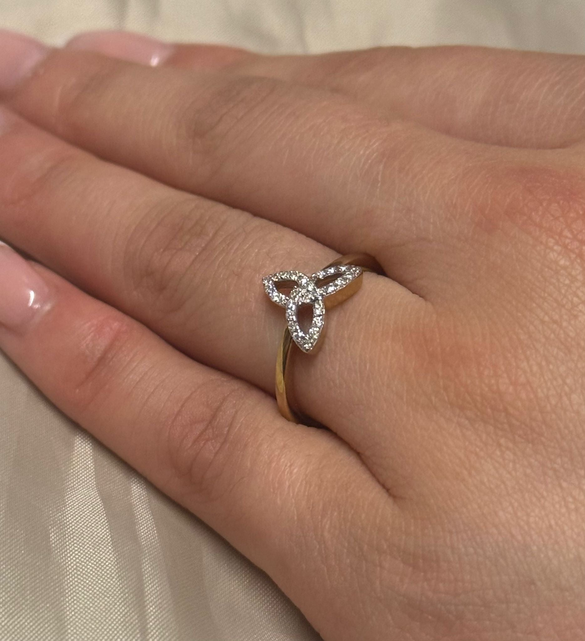 9K Yellow Gold Diamond Trinity Ring