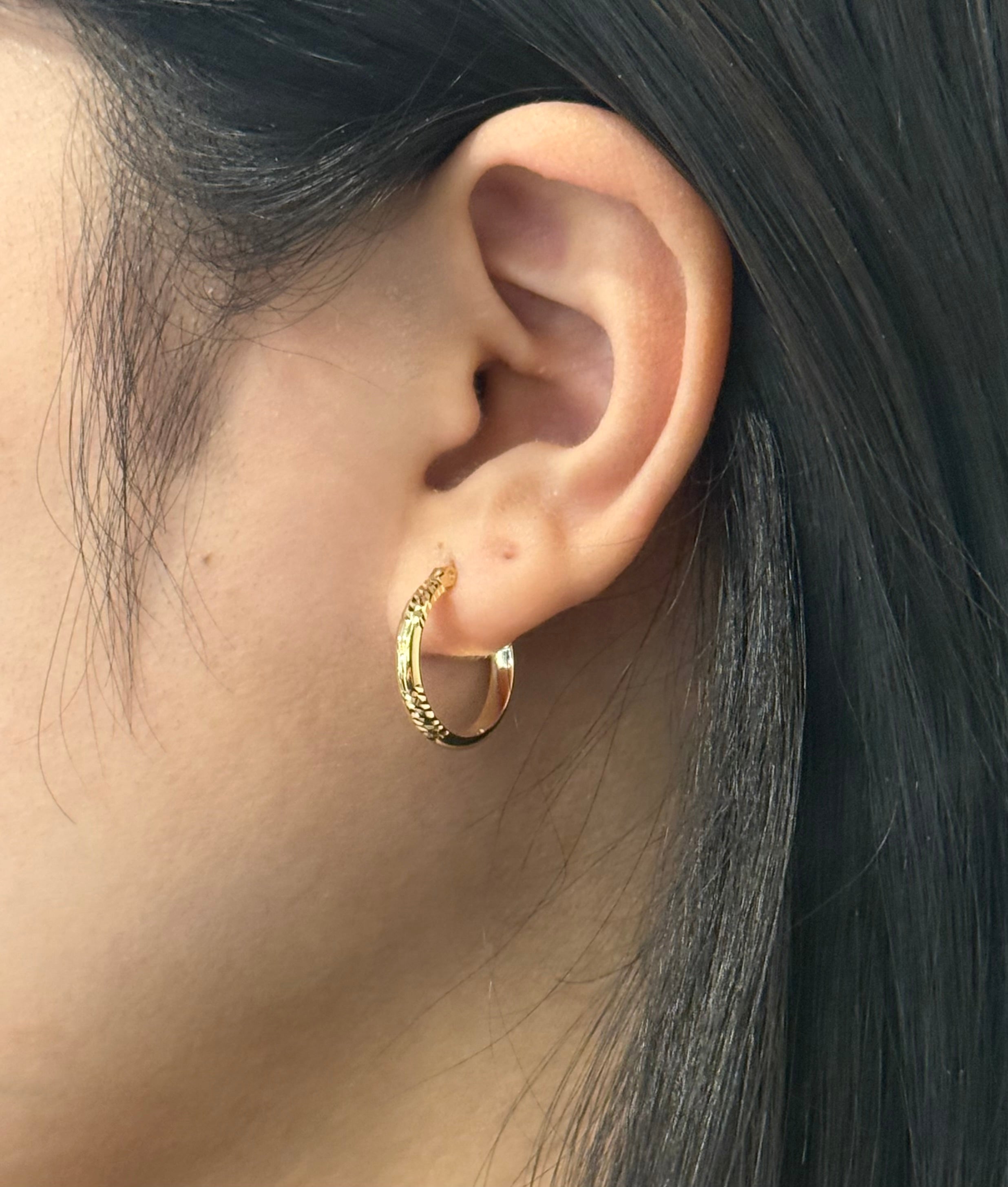 9ct Yellow Gold Diamond Cut Hoops