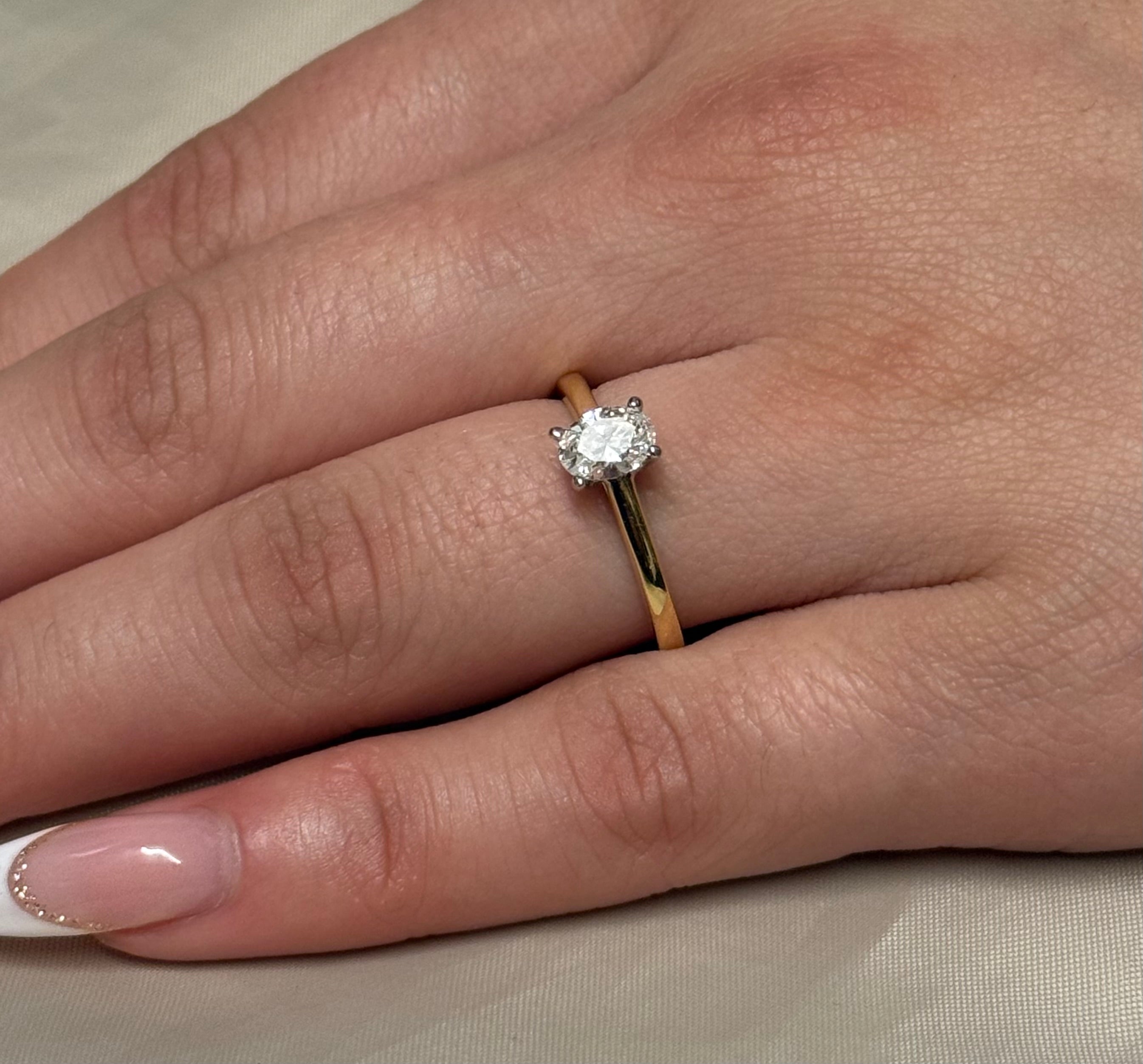 18K Yellow Gold 50pt Oval Solitaire Diamond Ring