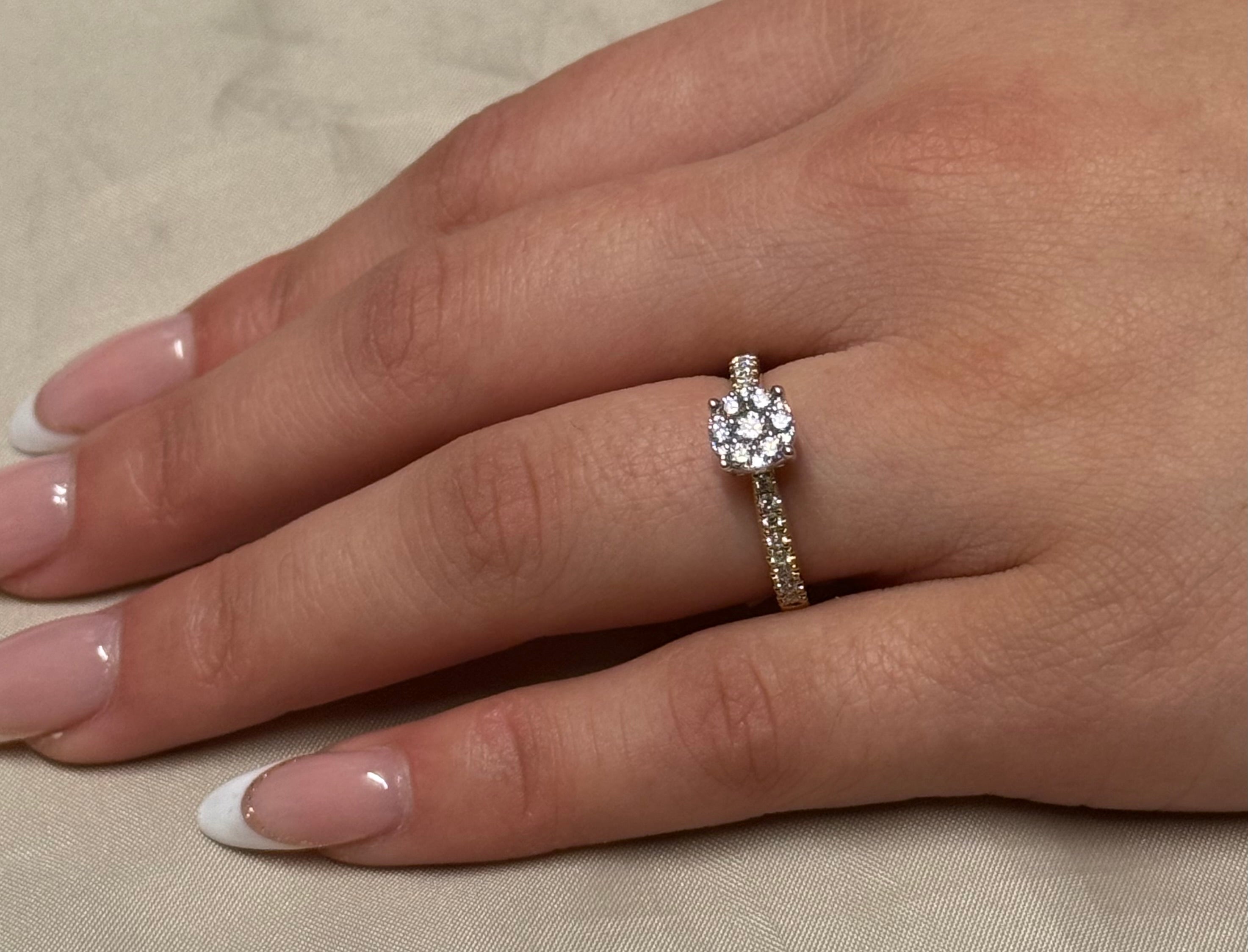 9K Yellow Gold 50pt Illusion Solitaire with Diamond Band
