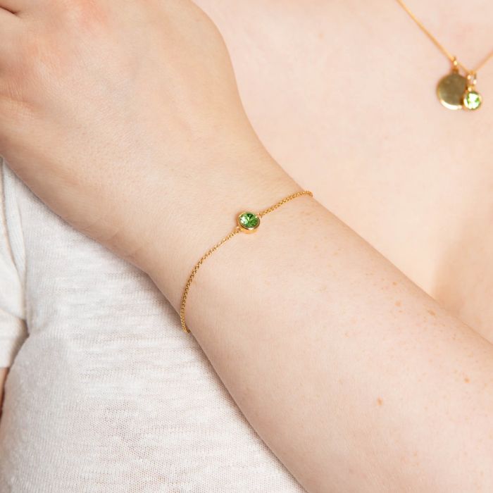 Yellow Gold Plated Sterling Silver August Birthstone Bracelet